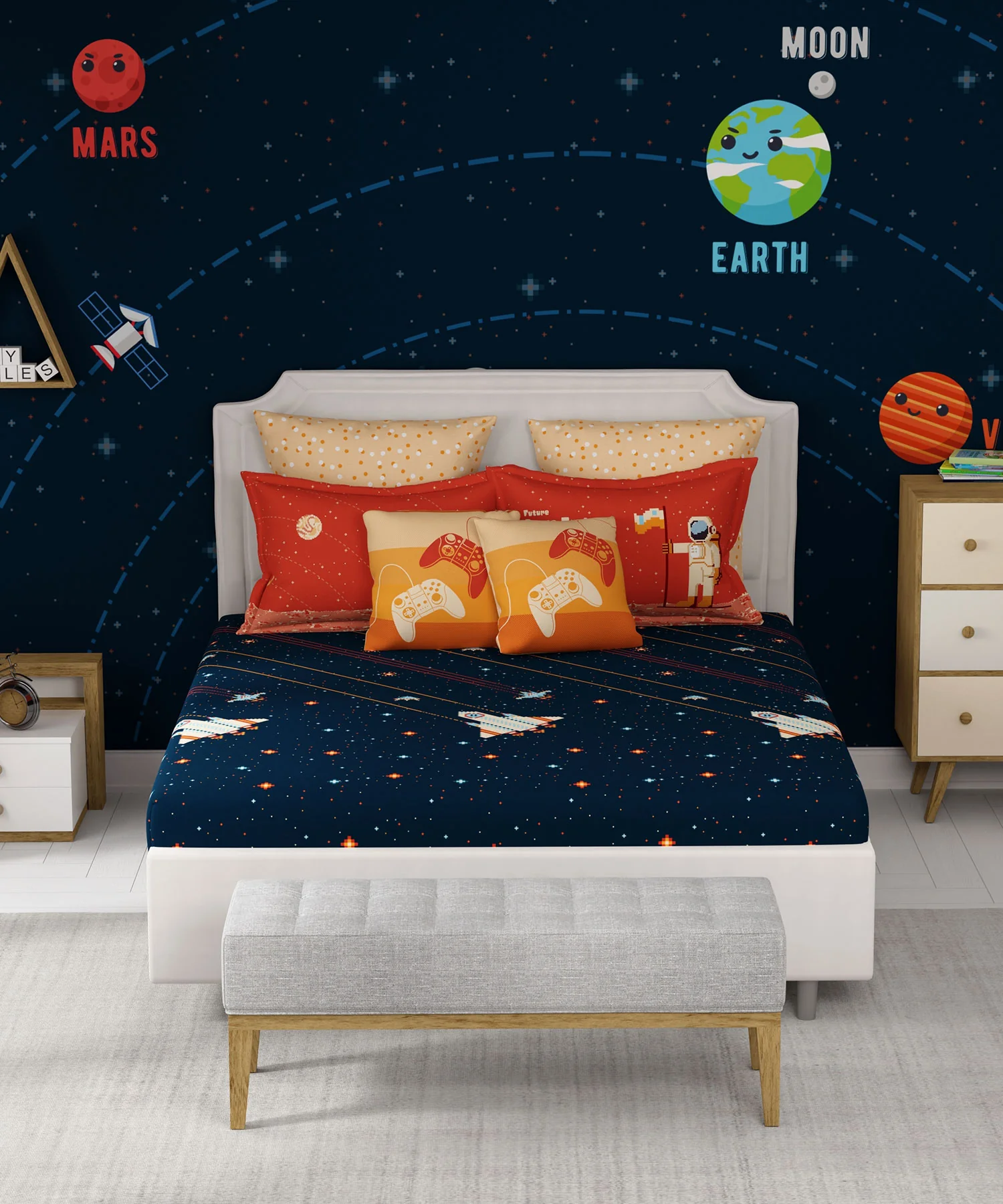 Juniors Double Bedsheet, Lightyear| 144TC Cotton|2 Pillow Covers & 2 Cushion Covers - Image 5