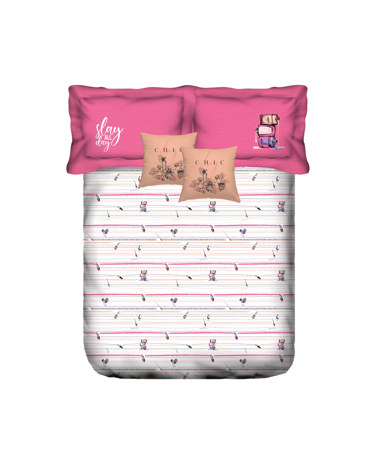 Juniors Double Bedsheet, Slumber Party| 144TC Cotton|2 Pillow Covers & 2 Cushion Covers - Image 3