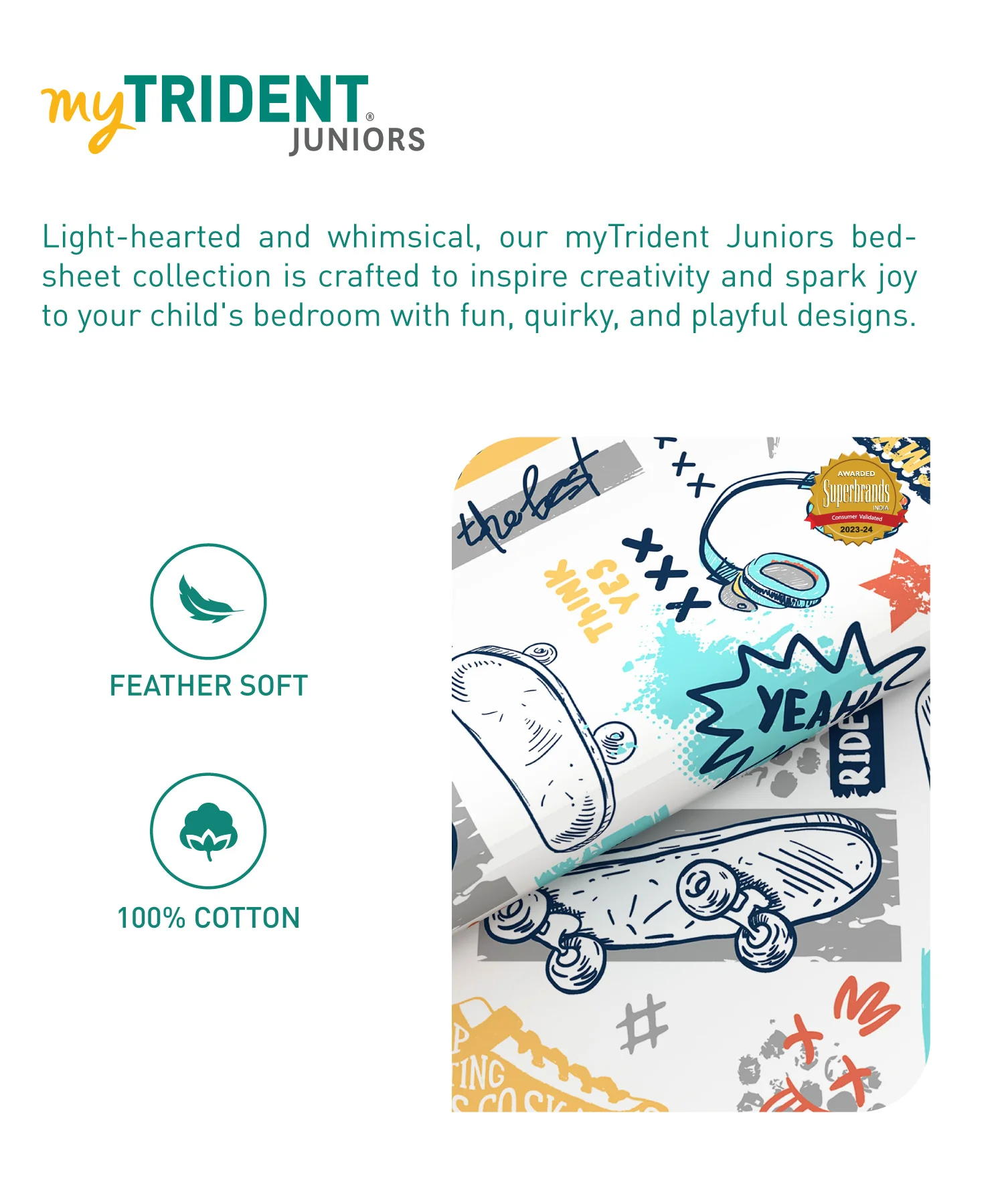 Juniors Double Bedsheet, Streetstyle Skate| 144TC Cotton|2 Pillow Covers & 2 Cushion Covers - Image 8