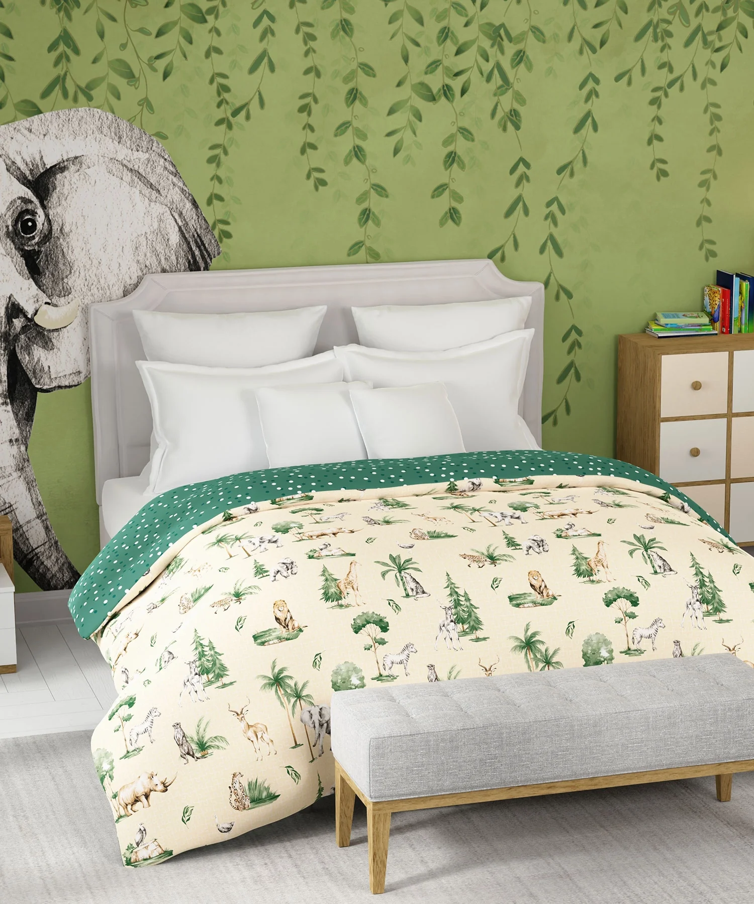 Juniors Double AC Comforter, Jigsaw Jungle|144 TC Cotton - Image 2