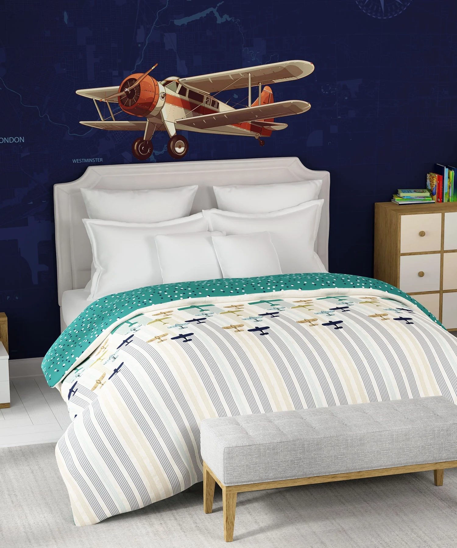 Juniors Double AC Comforter, Passport|144 TC Cotton - Image 2