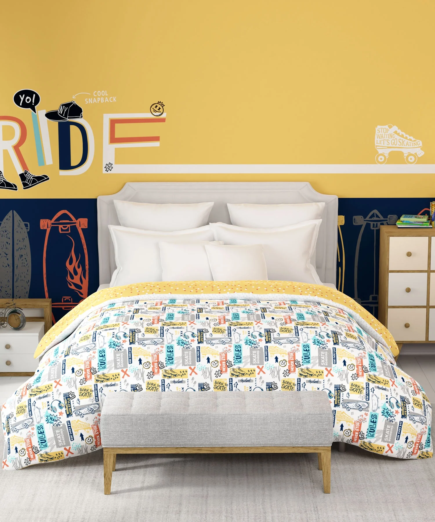 Juniors Double AC Comforter, Streetstyle Skate|144 TC Cotton
