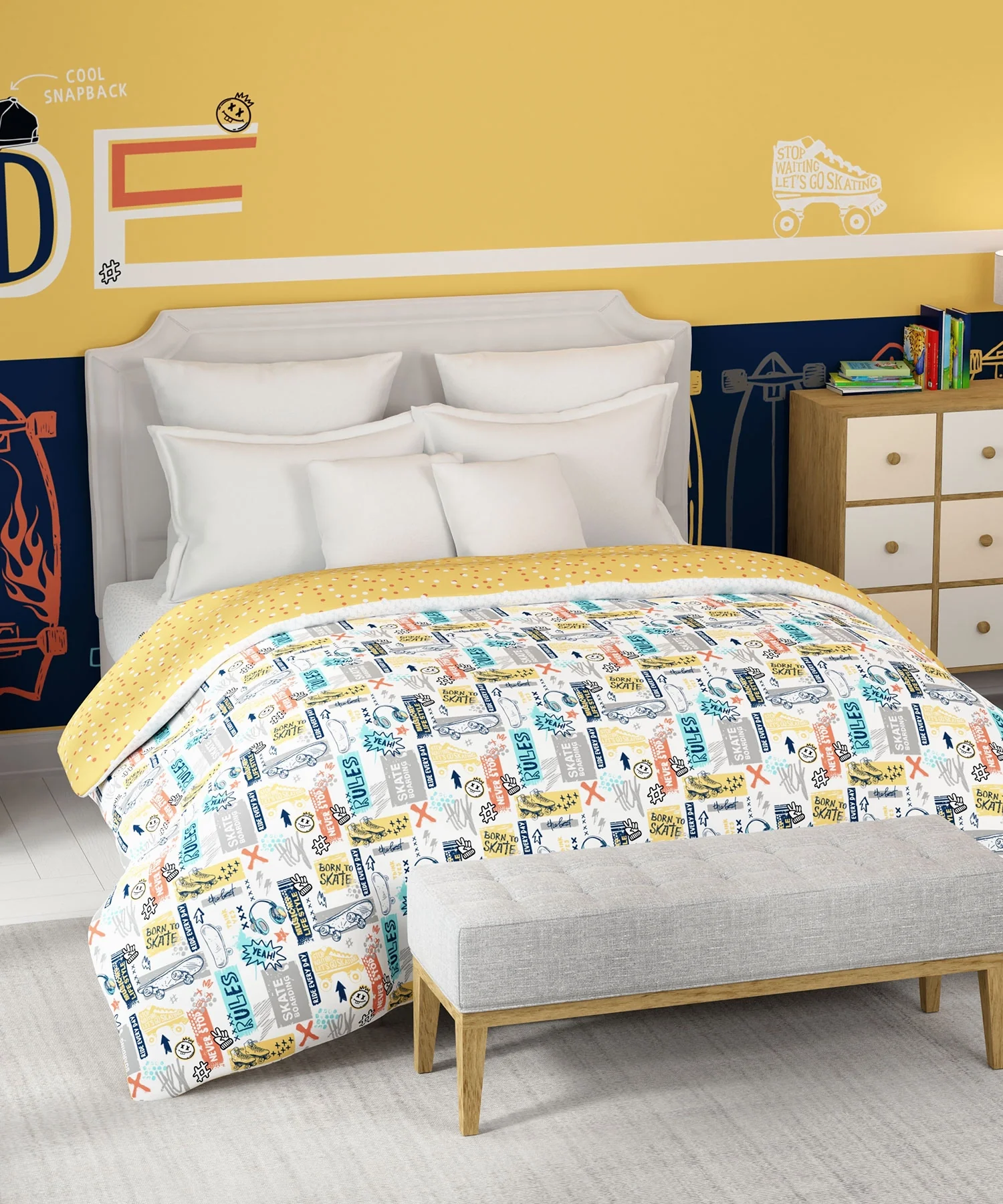 Juniors Double AC Comforter, Streetstyle Skate|144 TC Cotton - Image 2