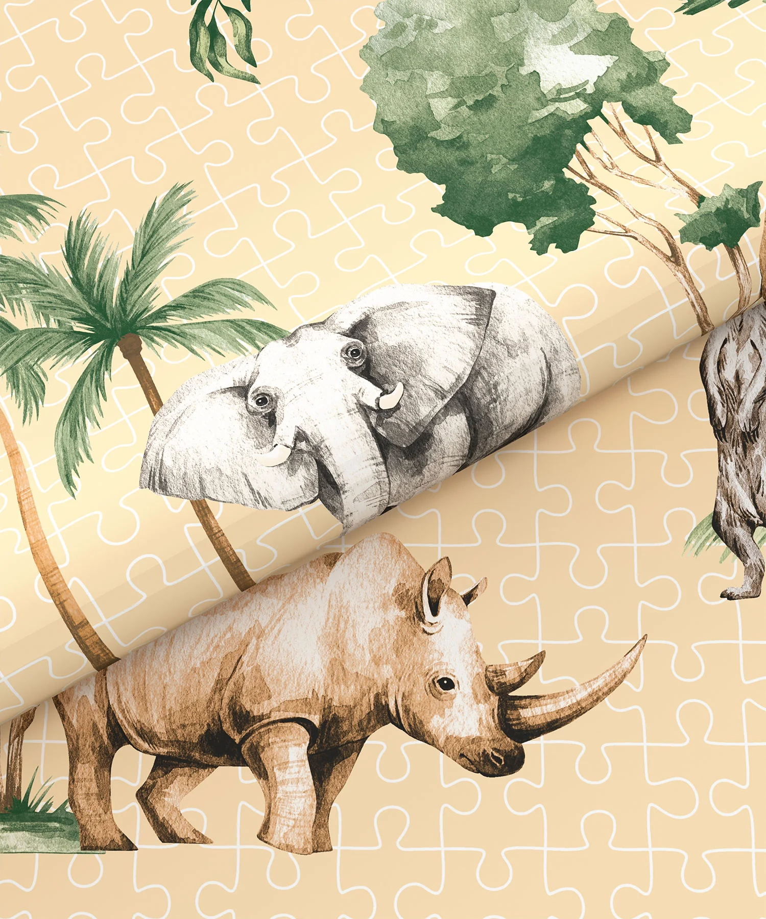 Juniors Single Bedsheet Set, Jigsaw Jungle|144 TC Cotton|1 Pillow Cover - Image 7