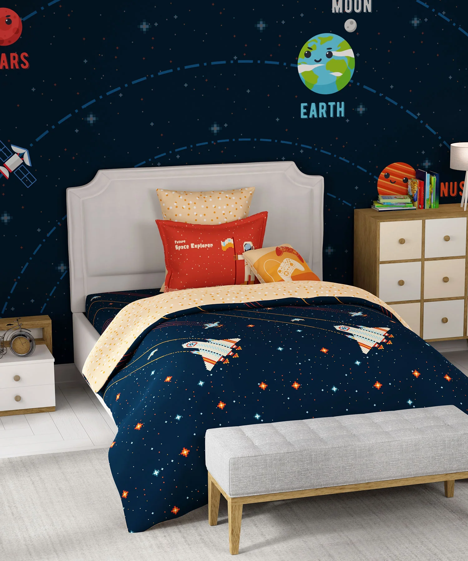 Juniors Single Bedsheet Set, Lightyear|144 TC Cotton|1 Pillow Cover - Image 2