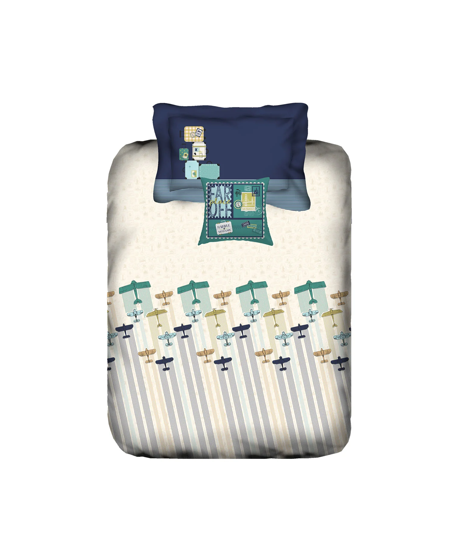 Juniors Single Bedsheet Set, Passport|144 TC Cotton|1 Pillow Cover - Image 3
