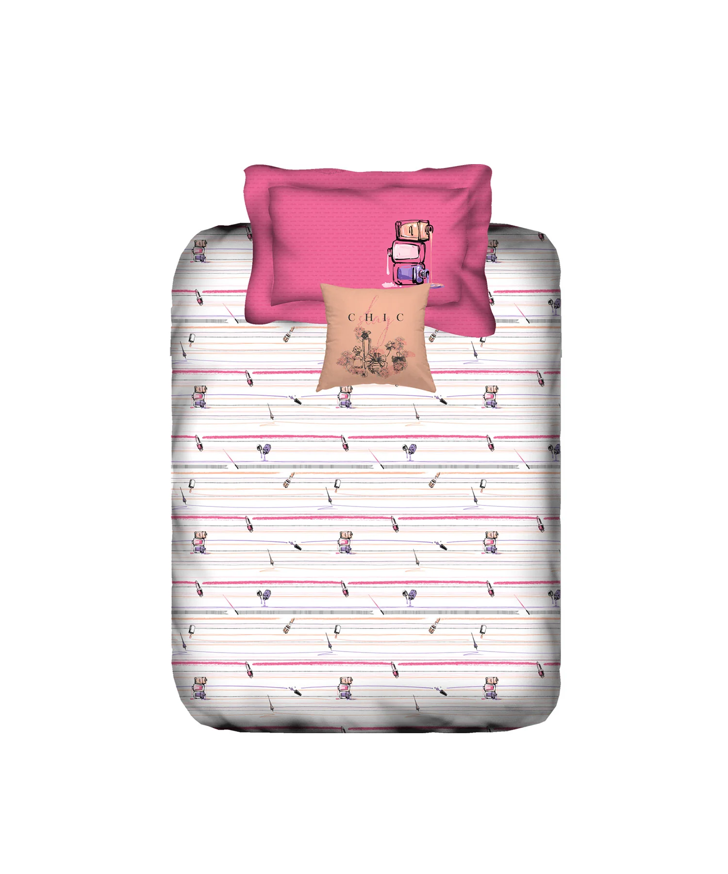 Juniors Single Bedsheet Set, Slumber Party|144 TC Cotton|1 Pillow Cover - Image 3