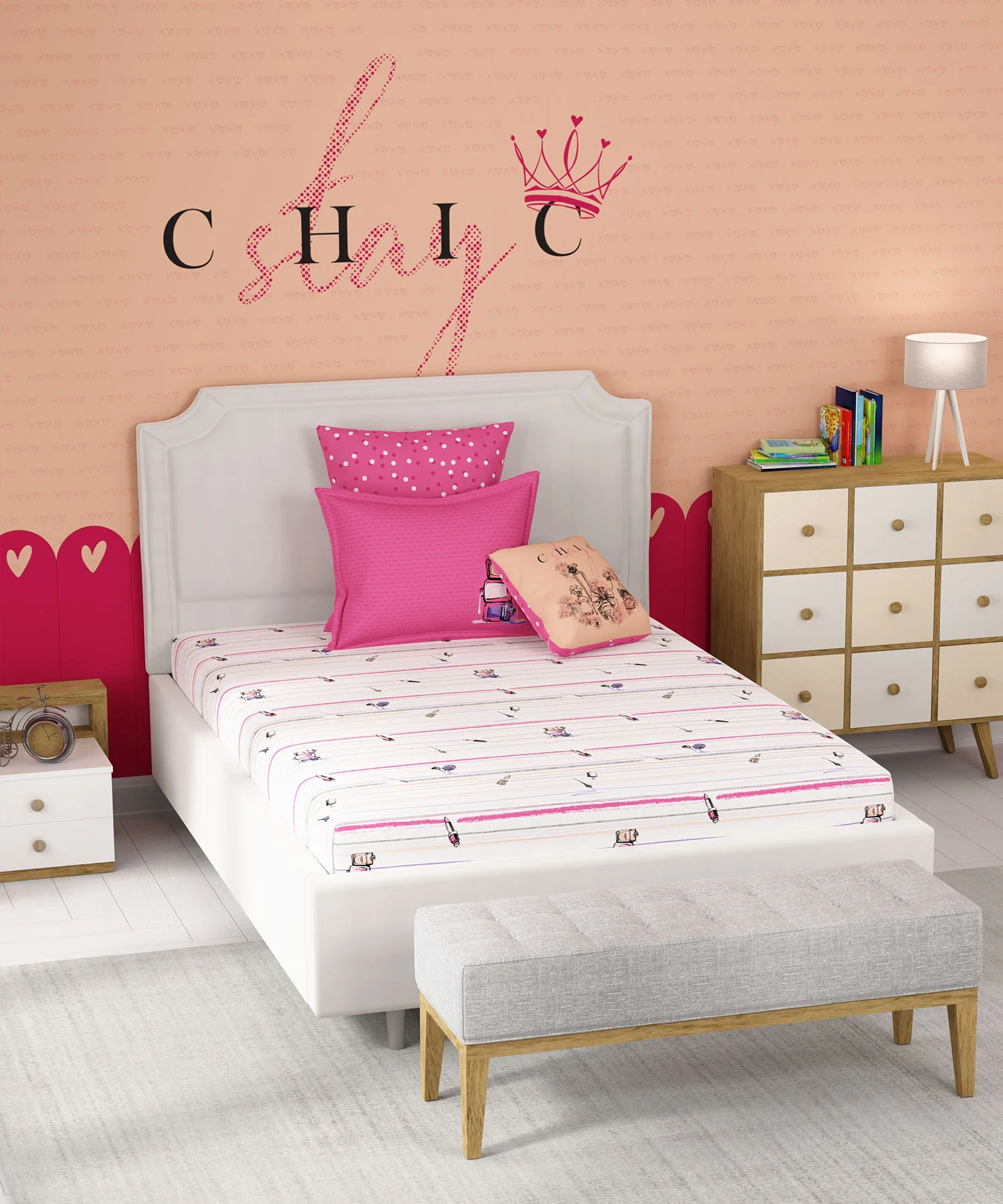Juniors Single Bedsheet Set, Slumber Party|144 TC Cotton|1 Pillow Cover - Image 6