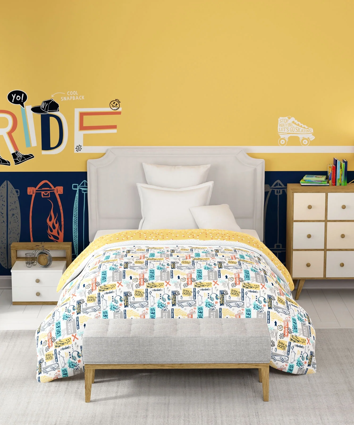 Juniors Single AC Comforter, Streetstyle Skate|144 TC Cotton