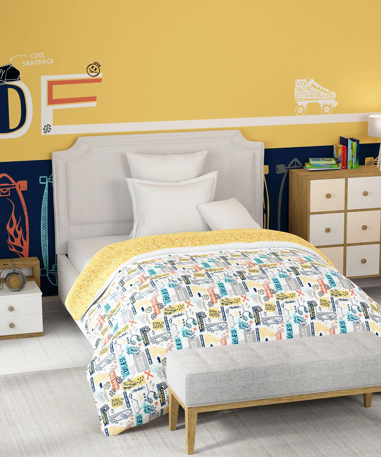 Juniors Single AC Comforter, Streetstyle Skate|144 TC Cotton - Image 2