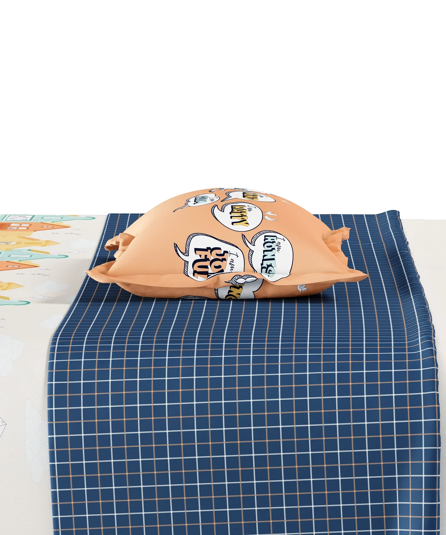 Juniors Single Bedsheet Set, Day Doodle| 144TC Cotton| 1 Pillow Cover - Image 5