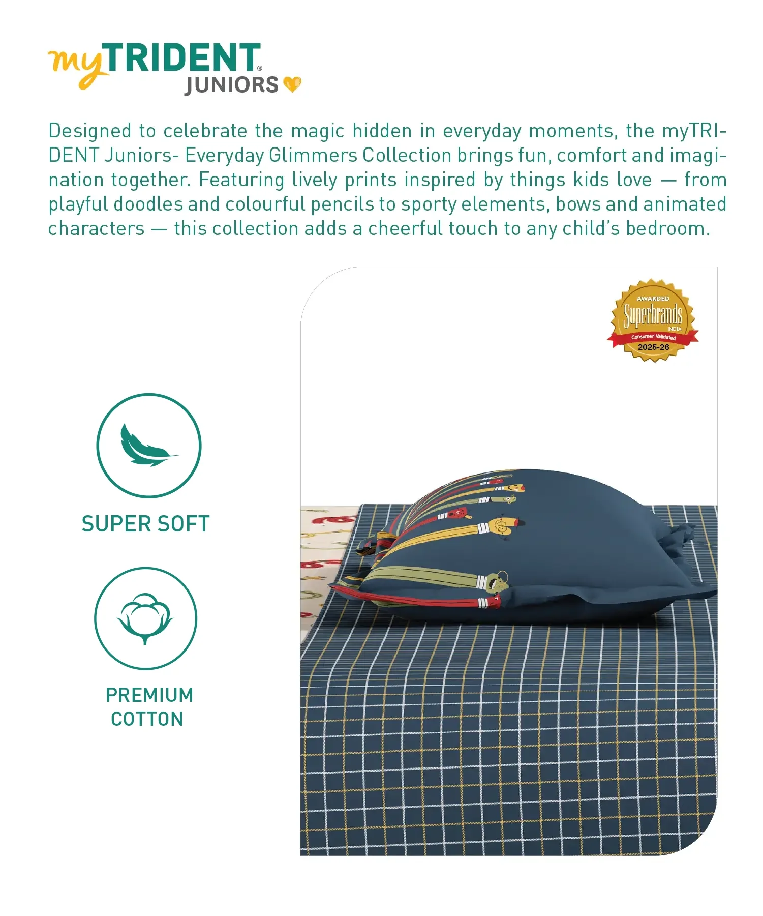 Juniors Single Bedsheet Set, Scribble Spot| 144TC Cotton| 1 Pillow Cover - Image 7