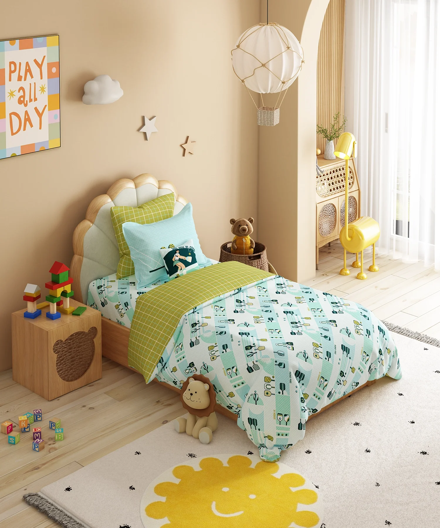 Juniors Single Bedsheet Set, Smash it| 144TC Cotton 1 Pillow Cover