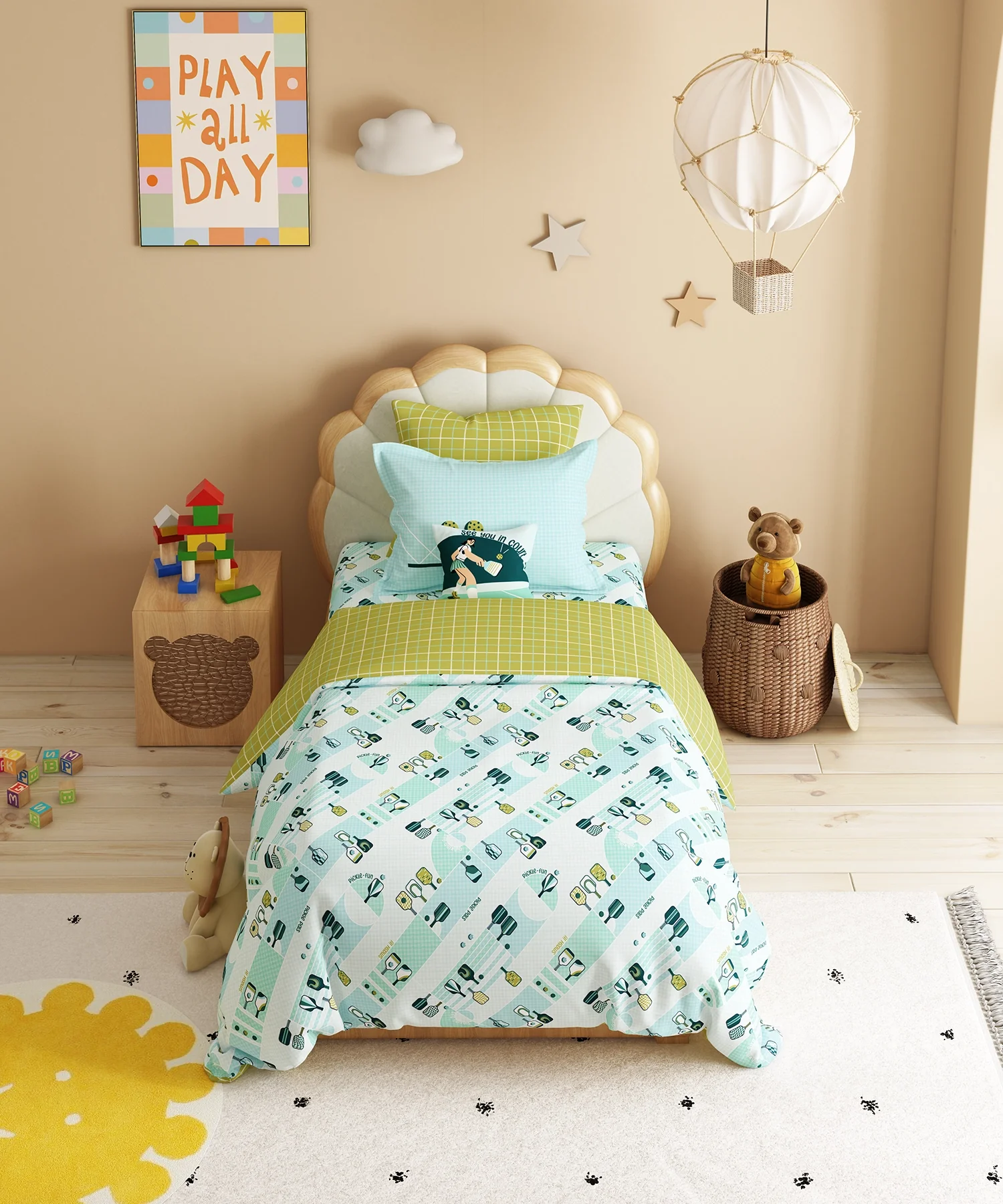 Juniors Single Bedsheet Set, Smash it| 144TC Cotton 1 Pillow Cover - Image 2