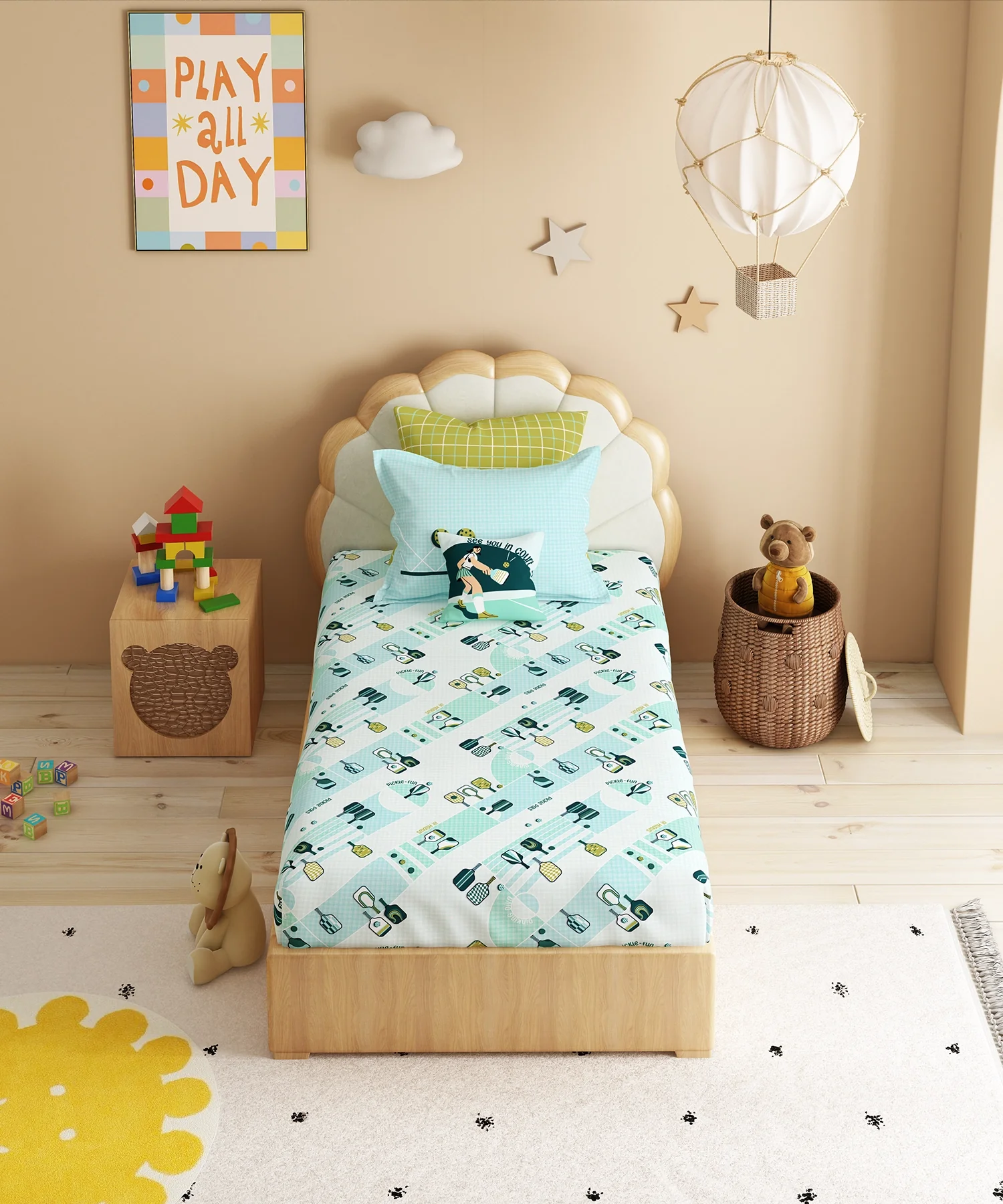 Juniors Single Bedsheet Set, Smash it| 144TC Cotton 1 Pillow Cover - Image 3