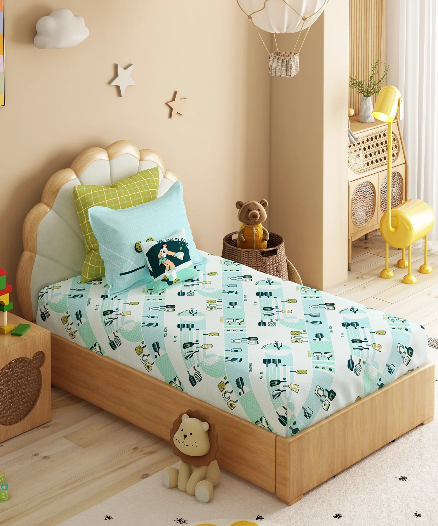 Juniors Single Bedsheet Set, Smash it| 144TC Cotton 1 Pillow Cover - Image 4
