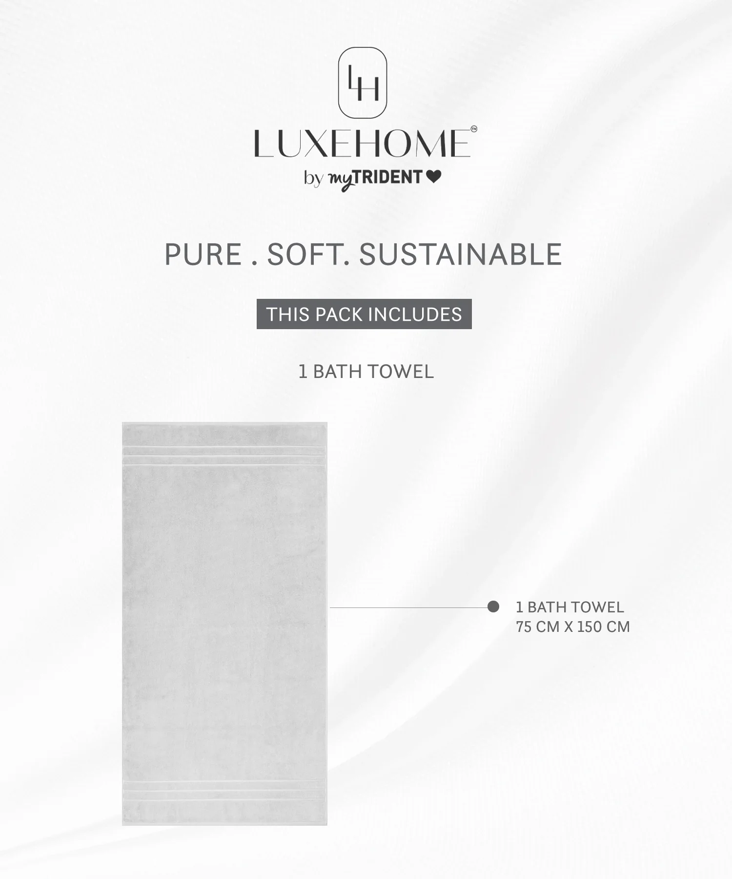Luxe Home 1Pc Bath Towel, Silver| 600 GSM Cotton Bamboo - Image 9