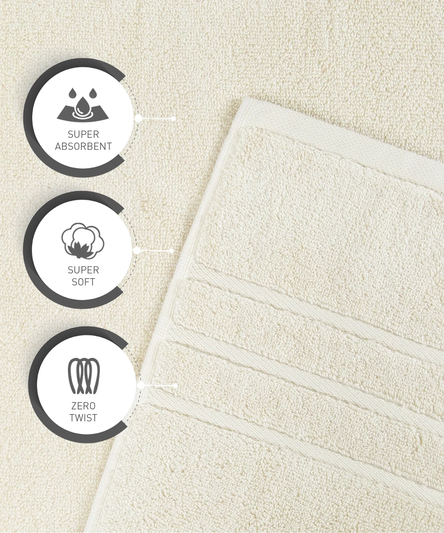 Luxe Home 1Pc Hand Towel, Lamb's Wool| 600 GSM Cotton Bamboo - Image 6
