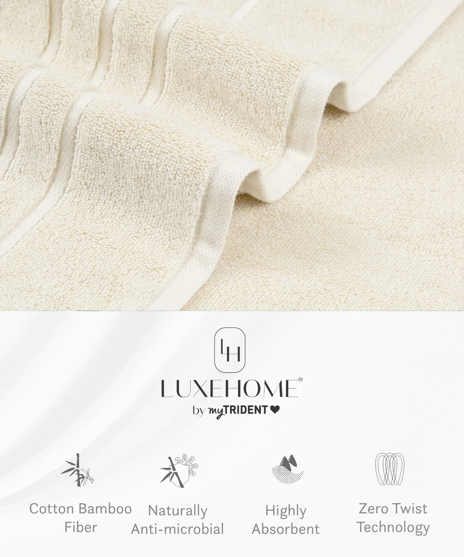 Luxe Home 1Pc Hand Towel, Lamb's Wool| 600 GSM Cotton Bamboo - Image 7