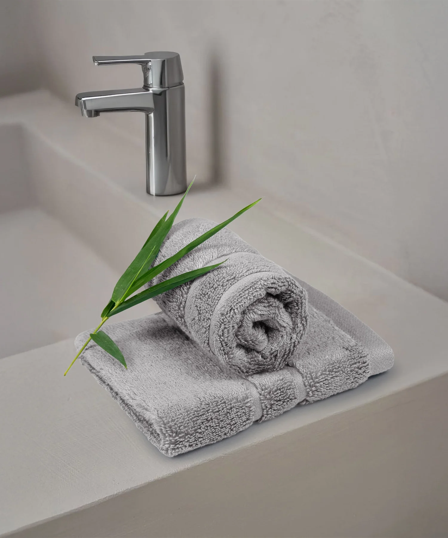 Luxe Home 2Pc Face Towel, Charcoal| 600 GSM Cotton Bamboo - Image 2