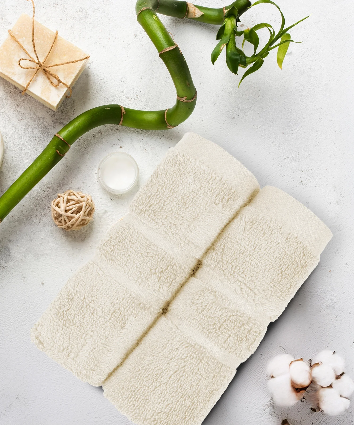 Luxe Home 2Pc Face Towel, Lamb's Wool| 600 GSM Cotton Bamboo