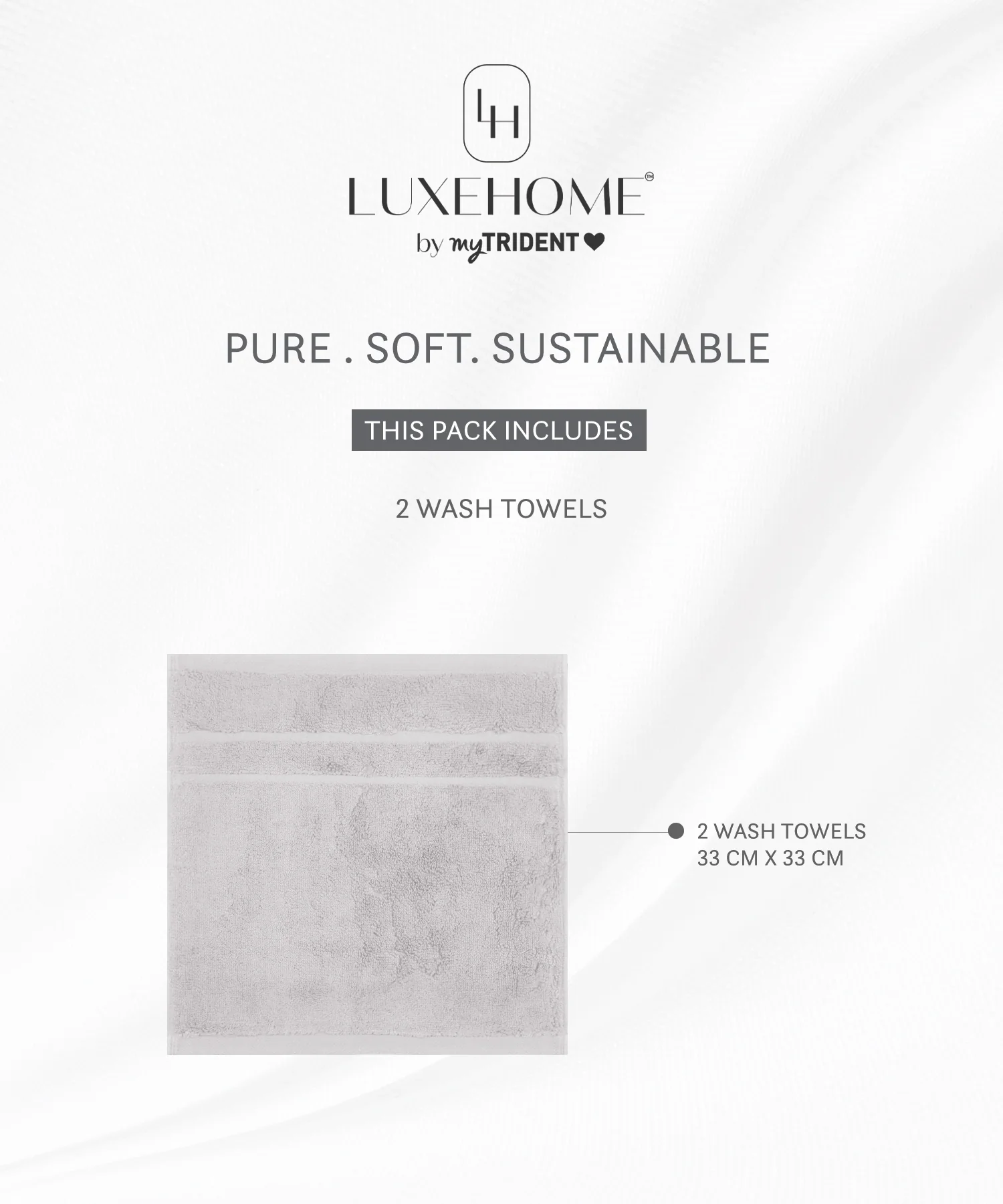 Luxe Home 2Pc Face Towel, Silver| 600 GSM Cotton Bamboo - Image 8