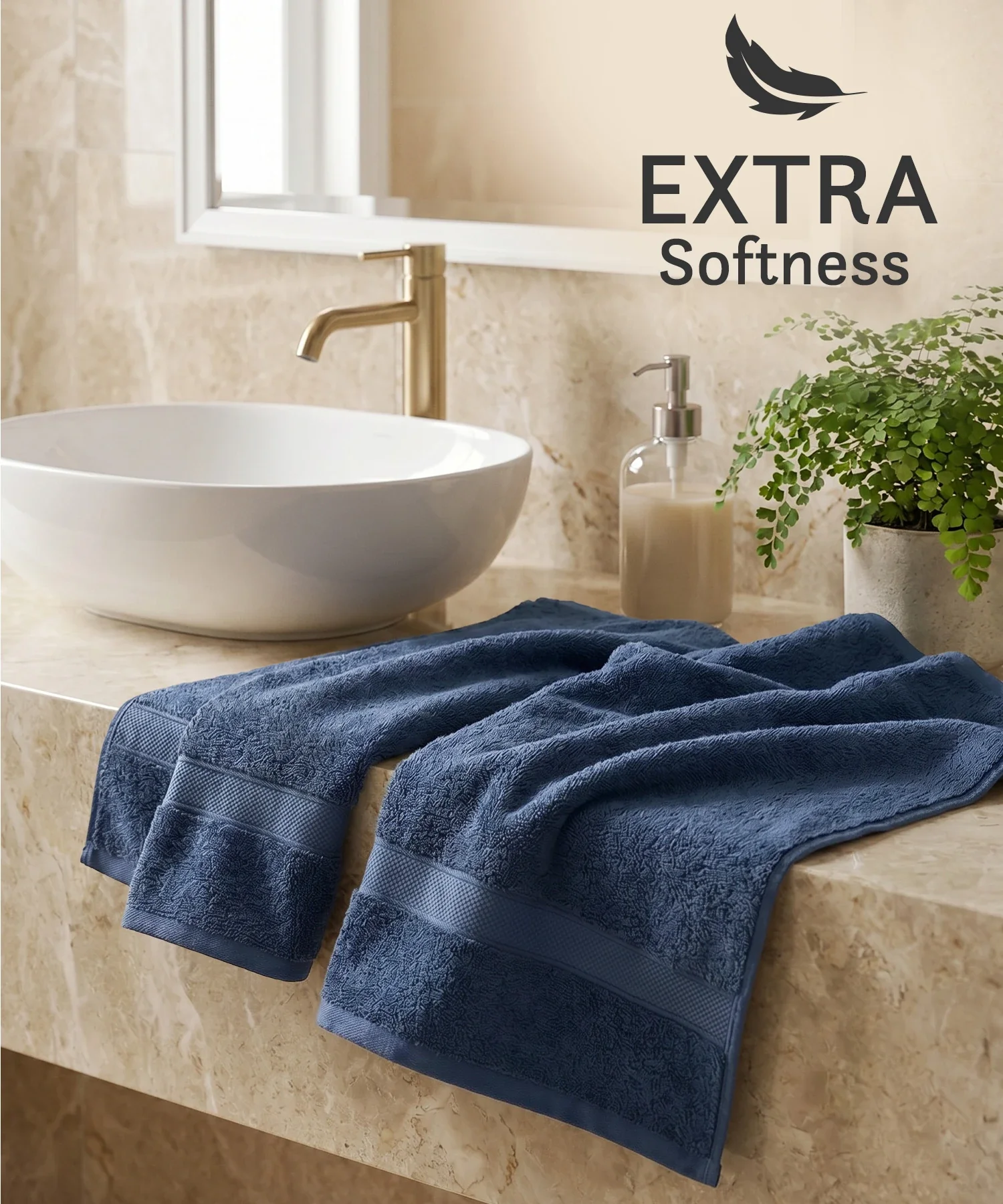 Luxe Home Supima Cotton 2 Pc Hand Towel Set, Sea Blue| 600 GSM | 100% Supima Cotton - Image 6