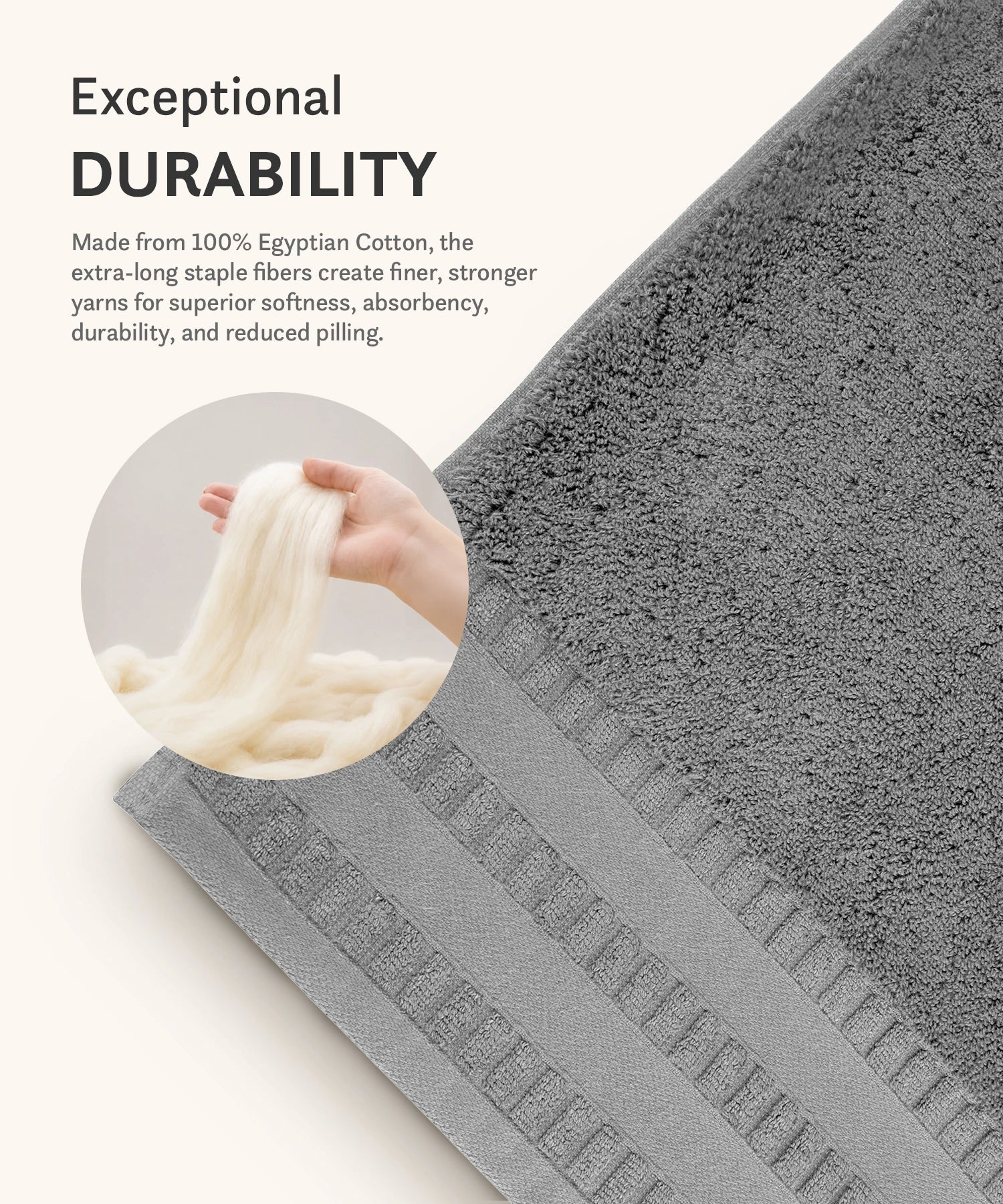 Luxe Home Egyptian Cotton 2 Pc Hand Towel Set,Graphite| 700 GSM | 100% Egyptian Cotton - Image 6