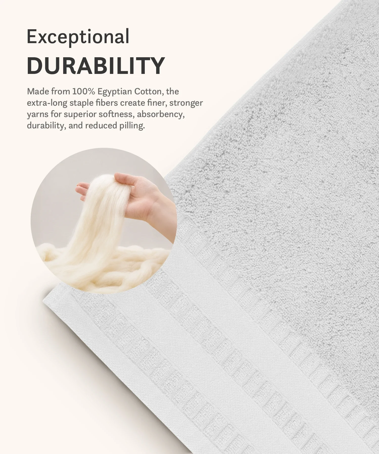 Luxe Home Egyptian Cotton 2 Pc Hand Towel Set,White| 700 GSM | 100% Egyptian Cotton - Image 6