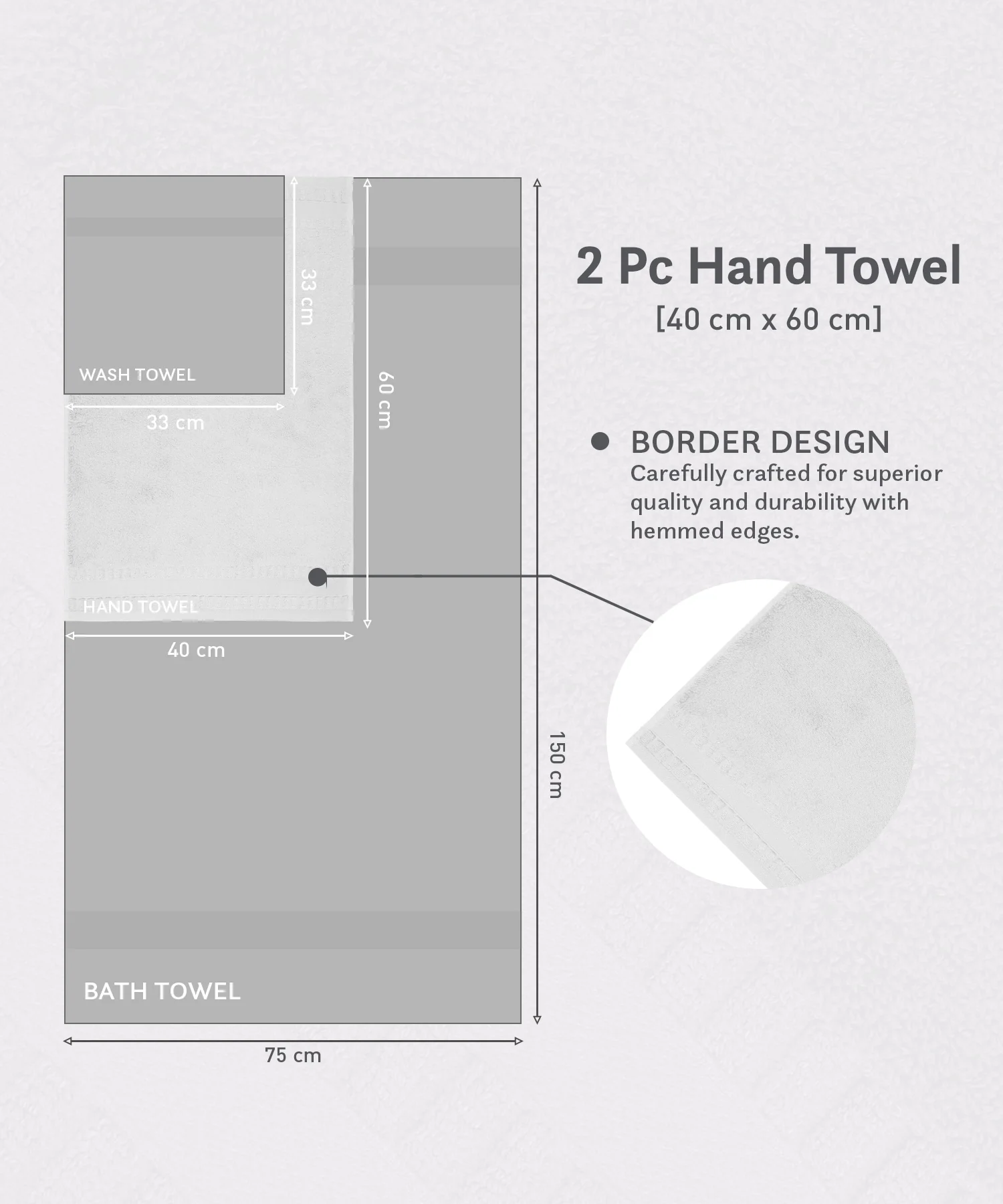 Luxe Home Egyptian Cotton 2 Pc Hand Towel Set,White| 700 GSM | 100% Egyptian Cotton - Image 7