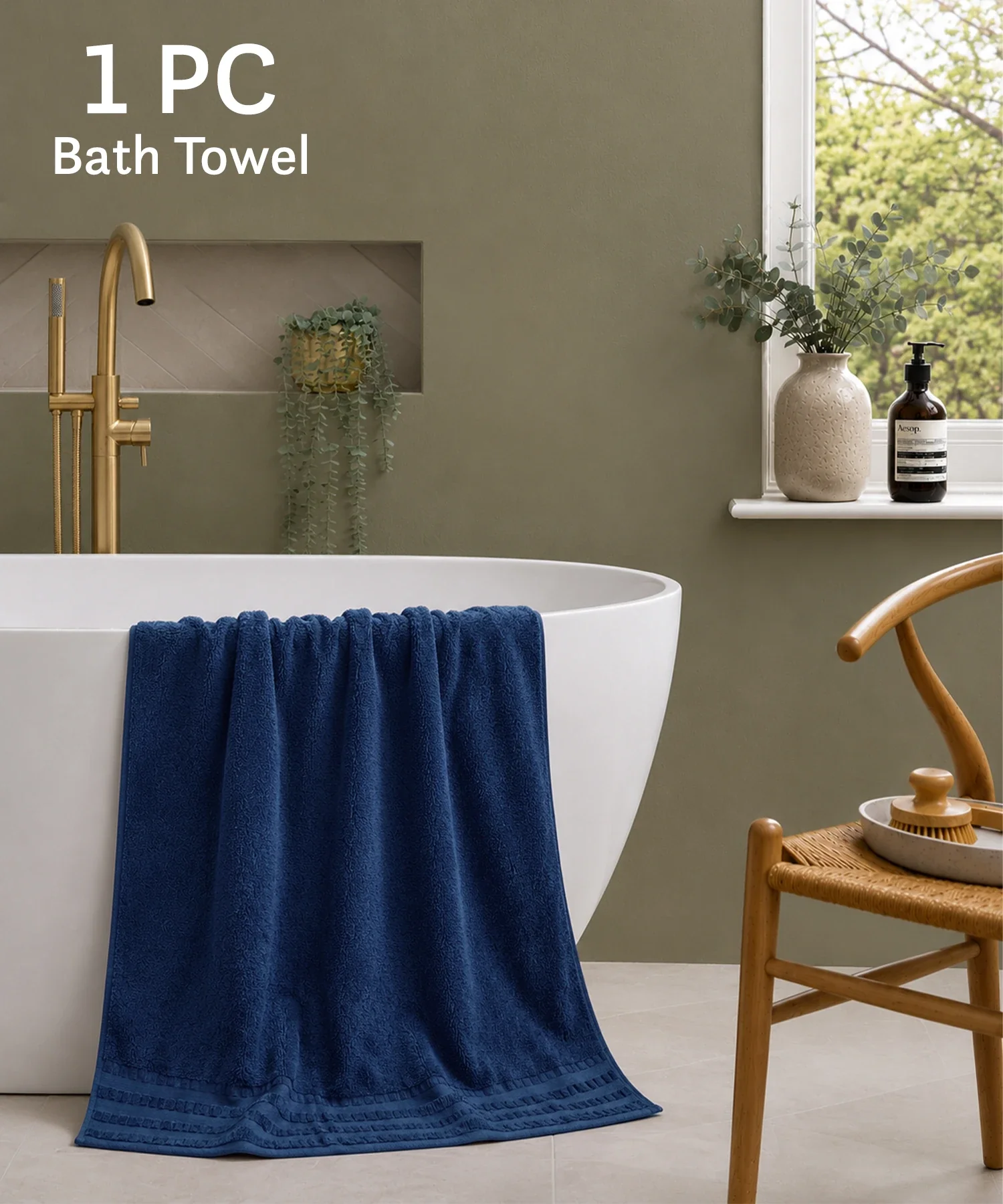 Luxe Home Egyptian Cotton Bath Towel,Academy Blue| 700 GSM | 100% Egyptian Cotton - Image 3