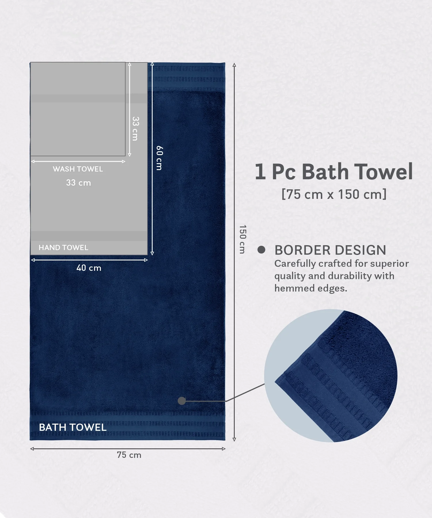 Luxe Home Egyptian Cotton Bath Towel,Academy Blue| 700 GSM | 100% Egyptian Cotton - Image 8