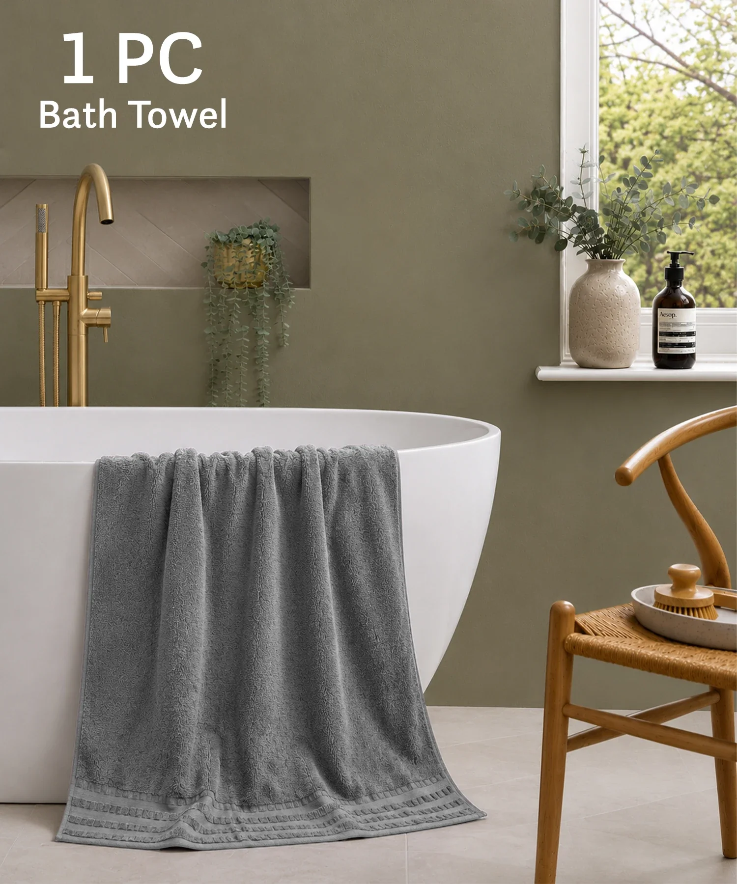 Luxe Home Egyptian Cotton Bath Towel,Graphite| 700 GSM | 100% Egyptian Cotton - Image 3
