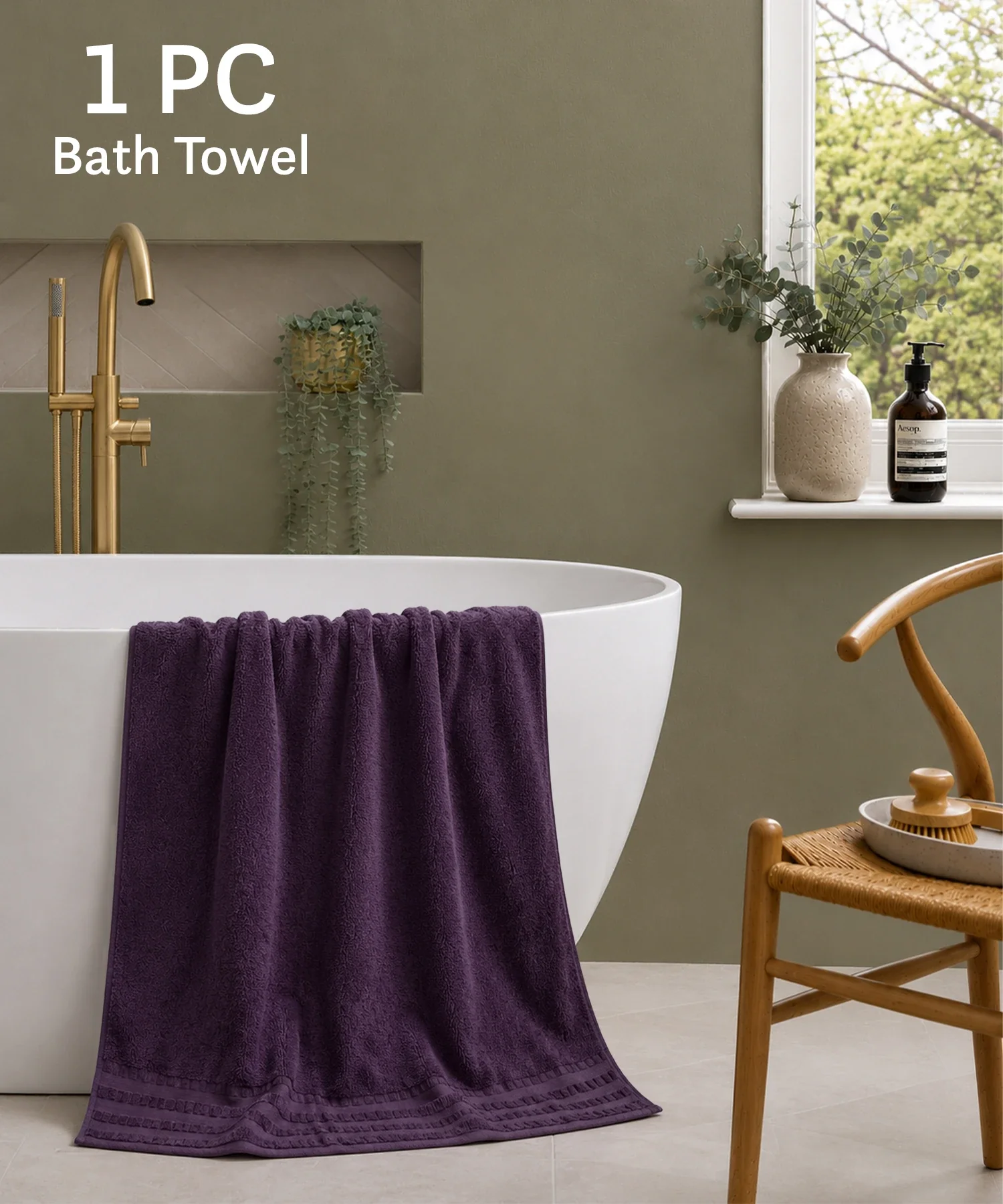 Luxe Home Egyptian Cotton Bath Towel,Purple| 700 GSM | 100% Egyptian Cotton - Image 3