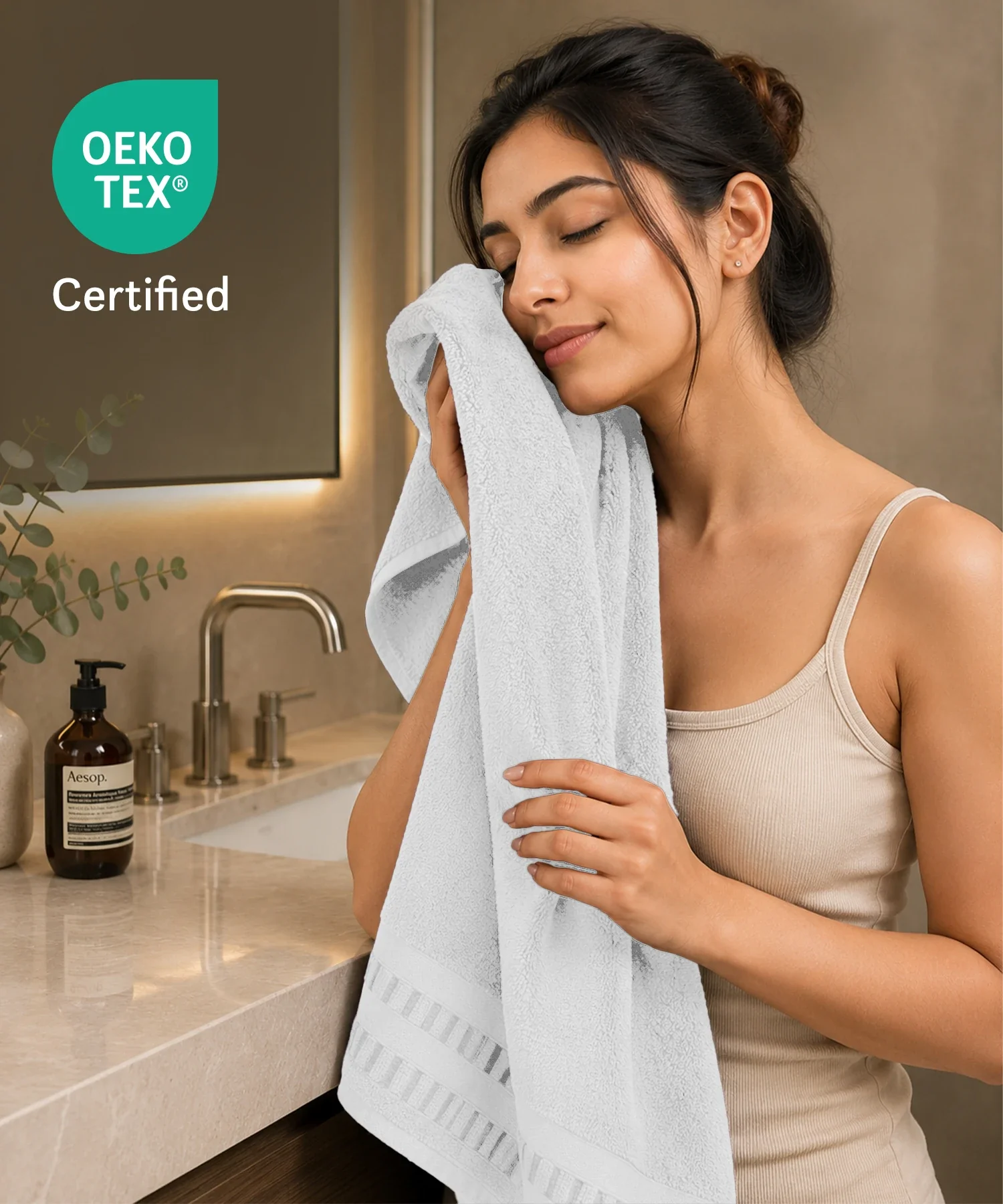 Luxe Home Egyptian Cotton Bath Towel, White| 700 GSM | 100% Egyptian Cotton - Image 5