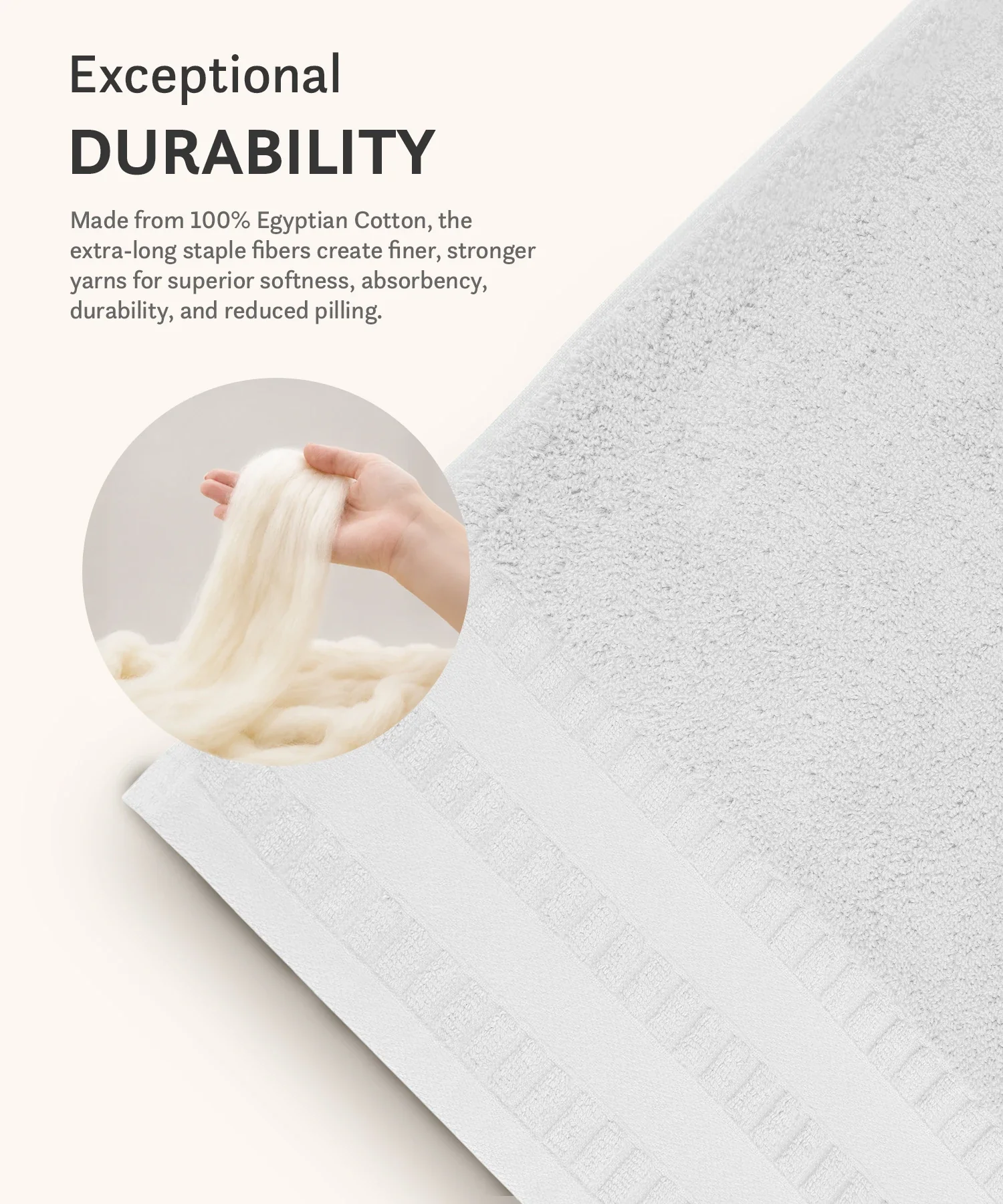 Luxe Home Egyptian Cotton Bath Towel, White| 700 GSM | 100% Egyptian Cotton - Image 7
