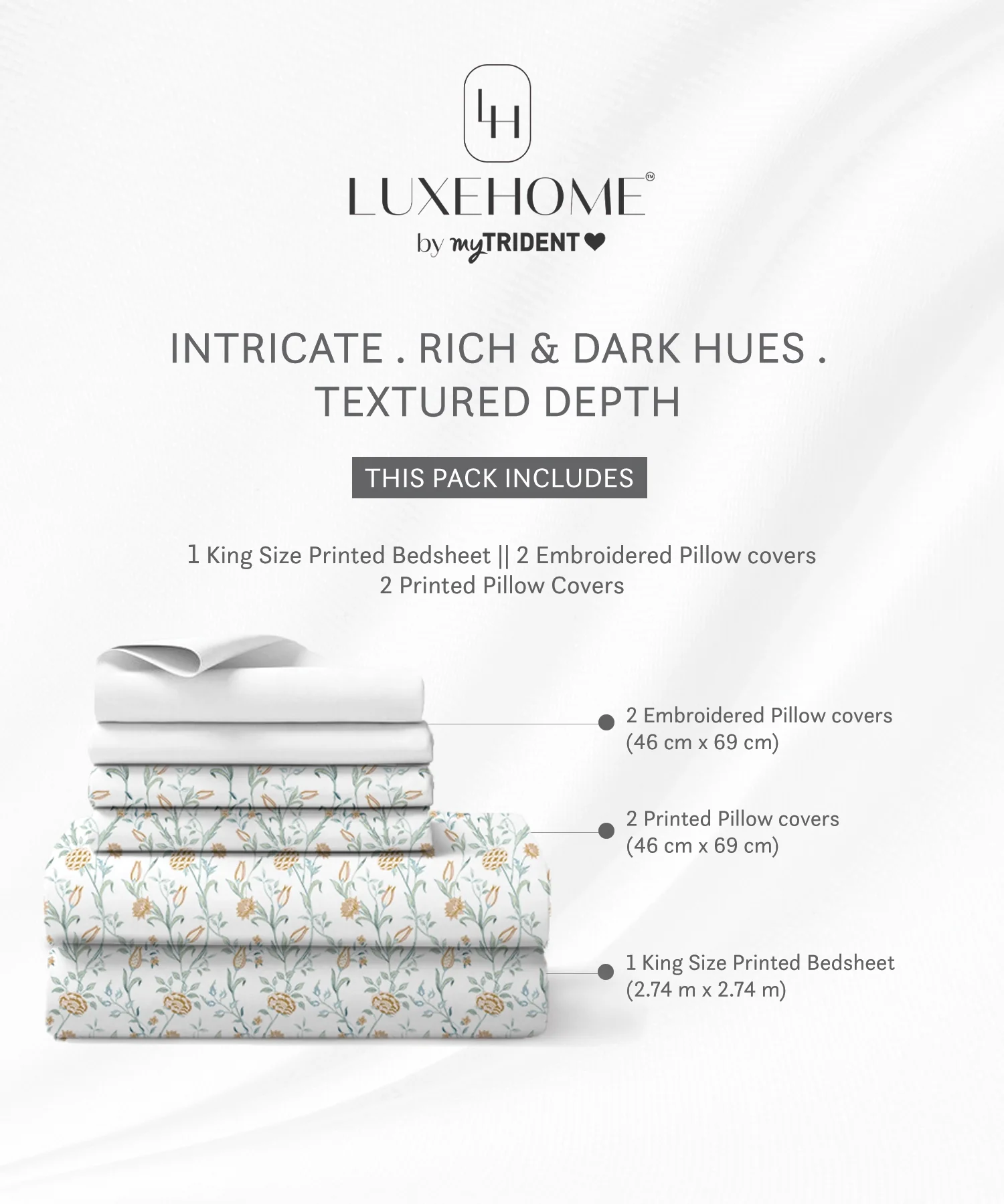 Luxe Home King Bedsheet, Amber|300 TC Cotton Bamboo|4 Pillow Covers - Image 5