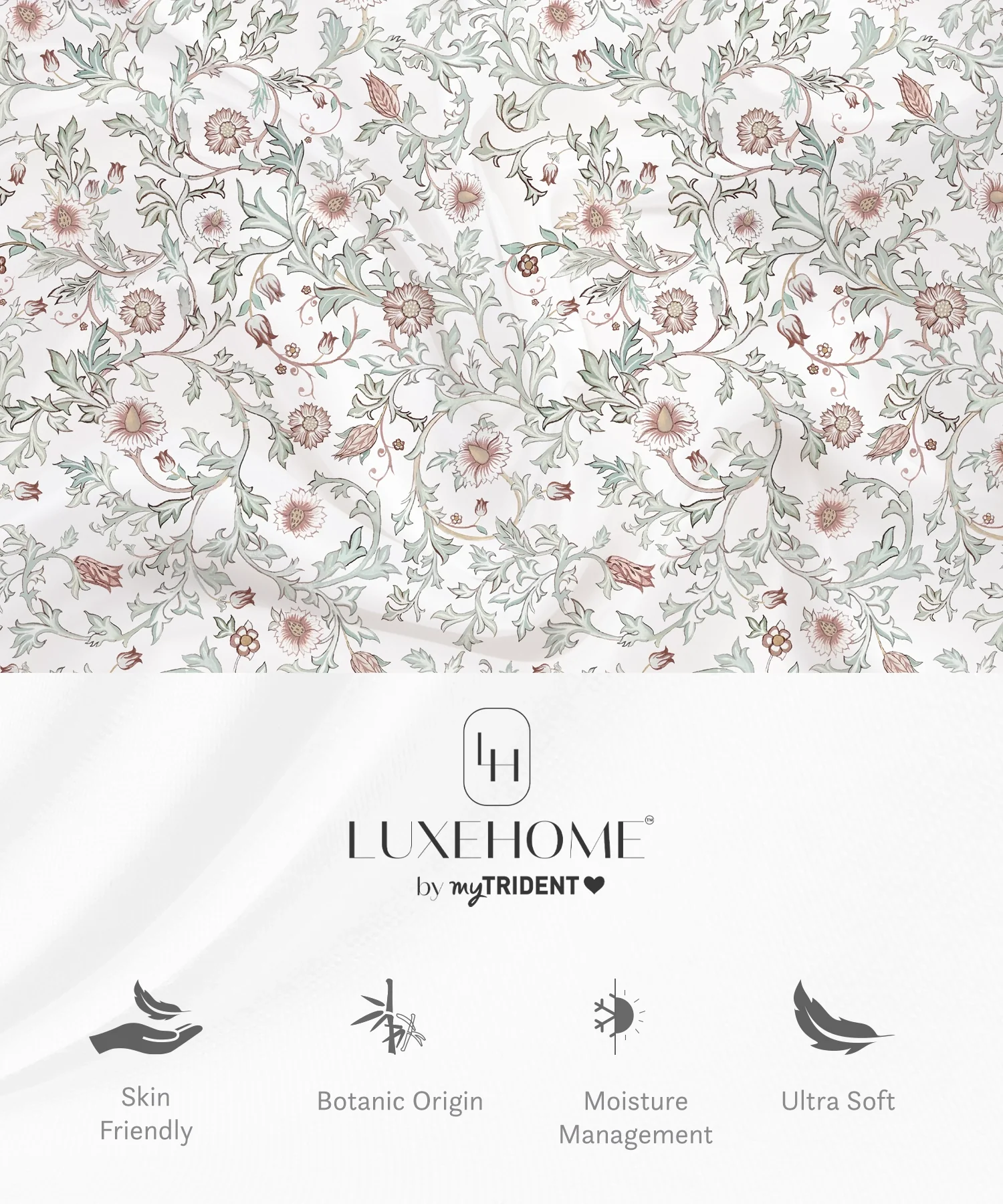 Luxe Home King Bedsheet, Ginni|300 TC Cotton Bamboo|4 Pillow Covers - Image 4