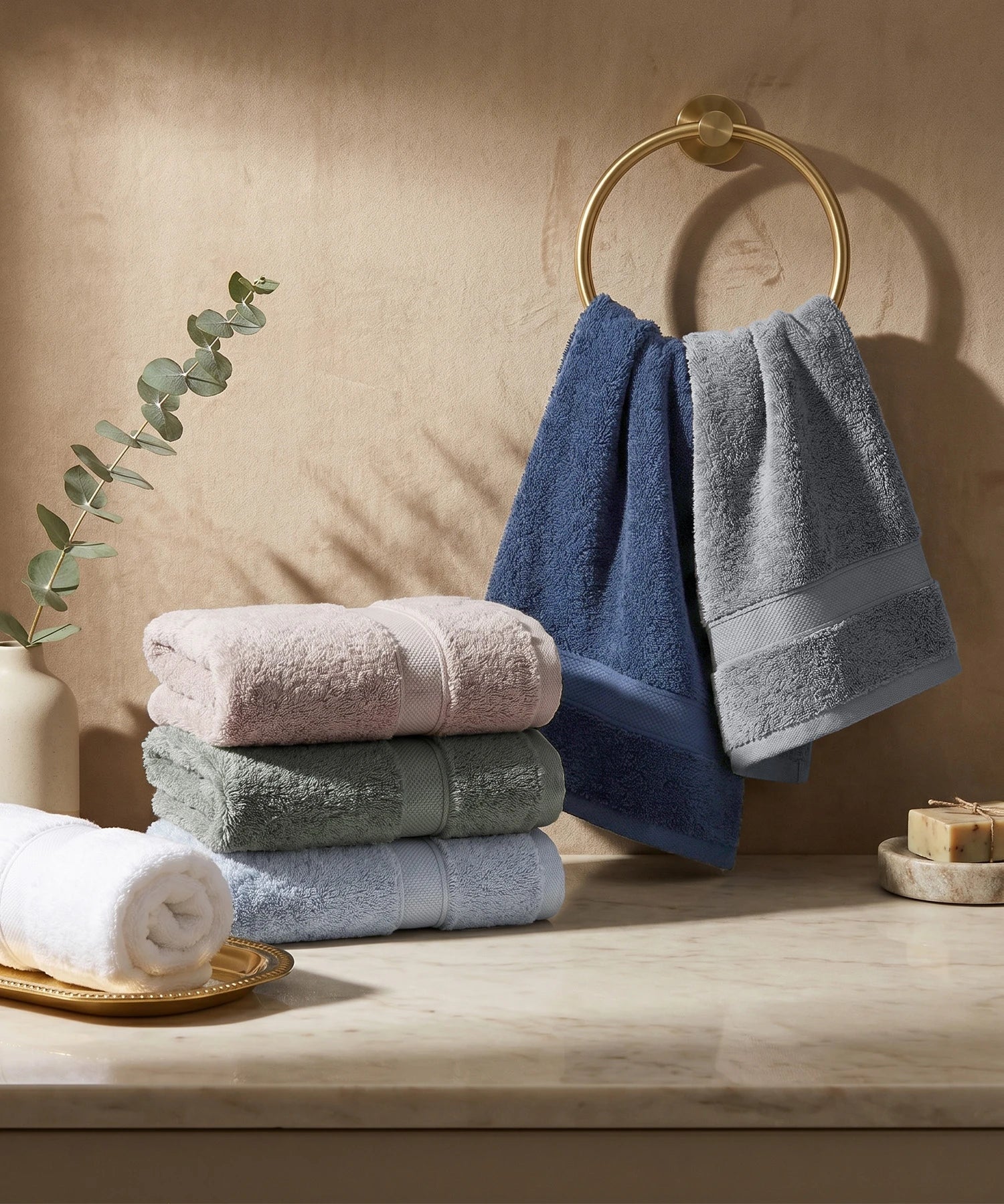 Luxe Home Supima Cotton 2 Pc Hand Towel Set , Dusty Blue| 600 GSM | 100% Supima Cotton - Image 7