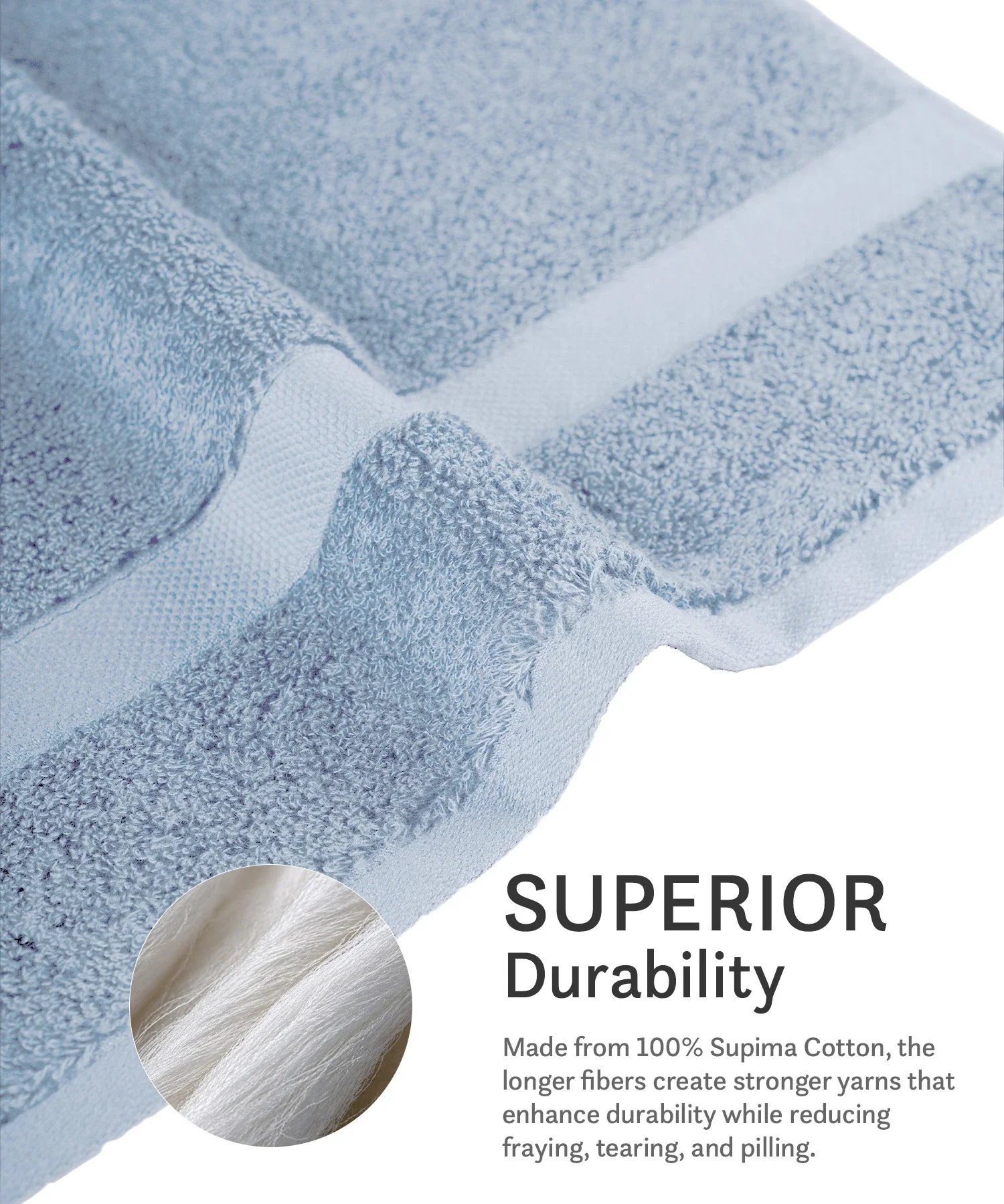 Luxe Home Supima Cotton 2 Pc Hand Towel Set , Dusty Blue| 600 GSM | 100% Supima Cotton - Image 8