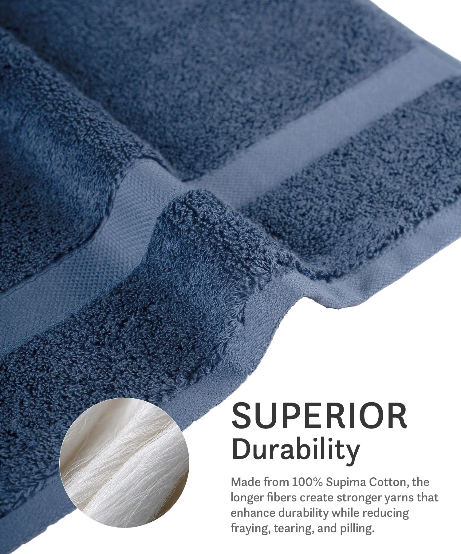 Luxe Home Supima Cotton 3 Pc Face Towel Set, Sea Blue| 600 GSM | 100% Supima Cotton - Image 6