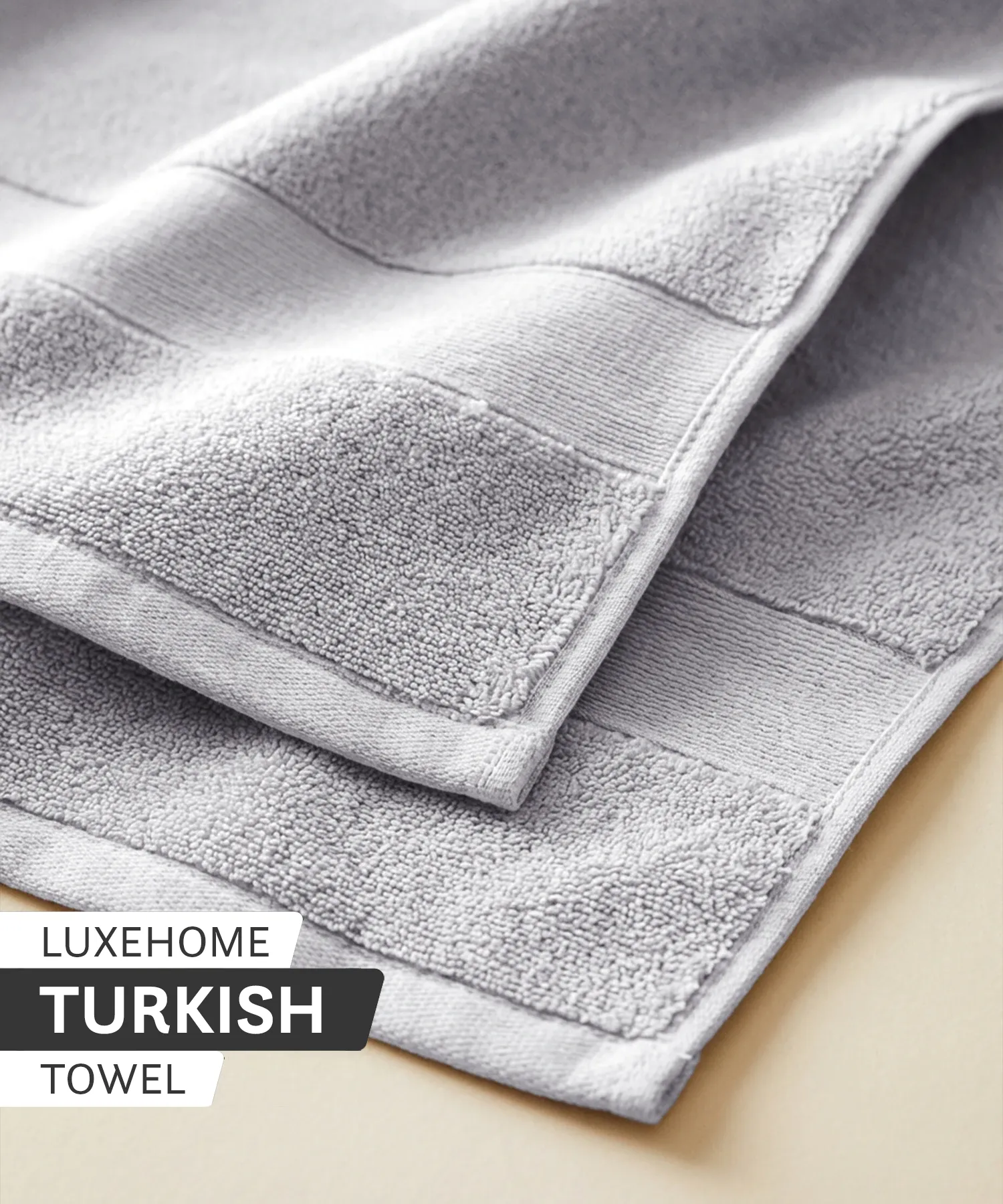 Luxehome Turkish Towel 1Pc Bath Towel, Soft Silver | 800 GSM Cotton - Image 7