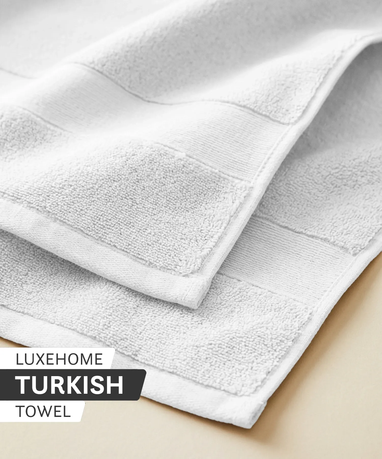 Luxehome Turkish Towel 1Pc Bath Towel, Arctic White | 800 GSM Cotton - Image 7