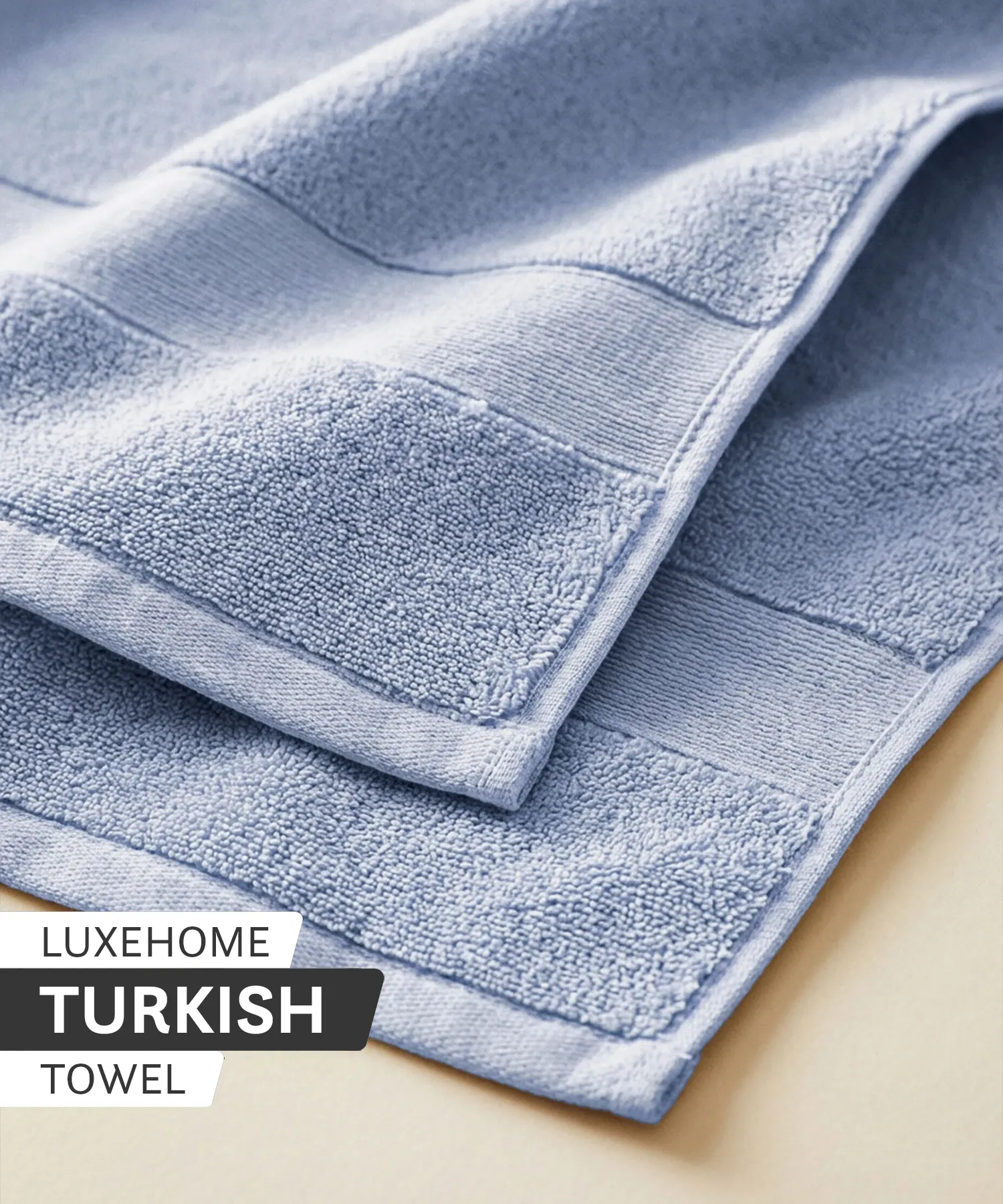 Luxehome Turkish Towel 1Pc Hand Towel, Blue Crest| 800 GSM Cotton - Image 7