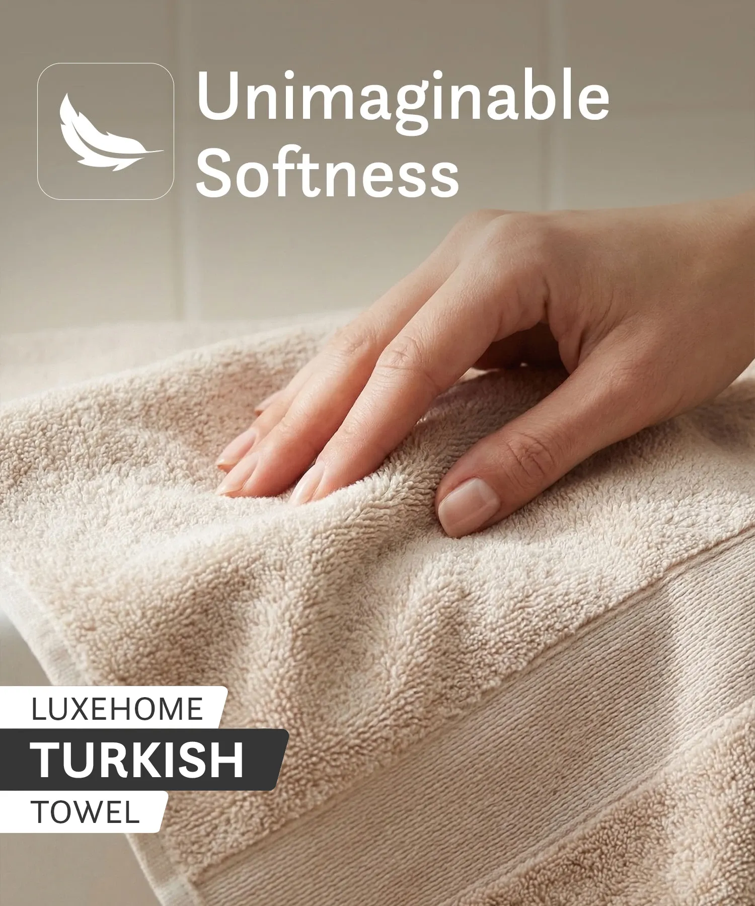 Luxehome Turkish Towel 1Pc Hand Towel, Dry Sand | 800 GSM Cotton - Image 5