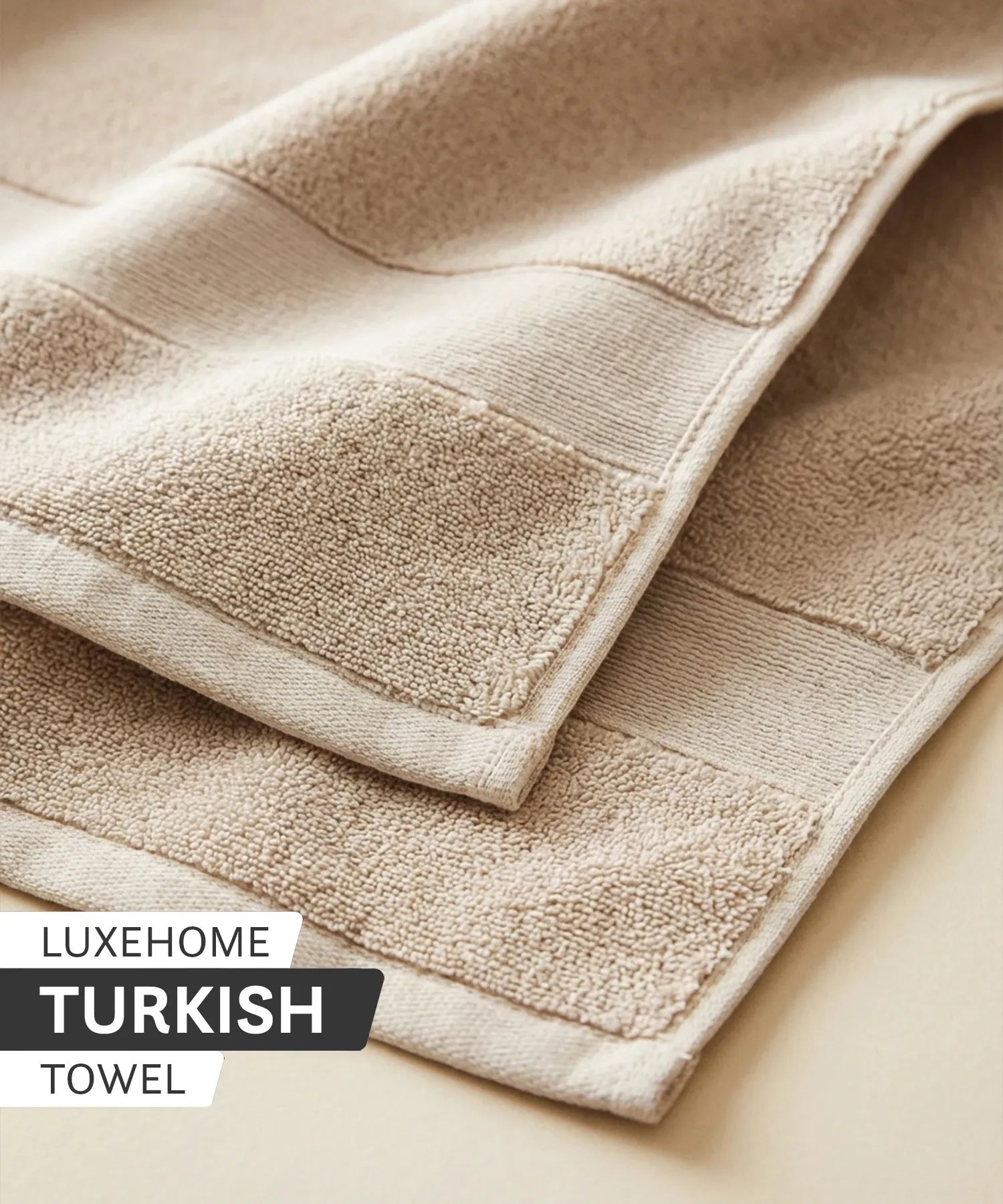 Luxehome Turkish Towel 1Pc Hand Towel, Dry Sand | 800 GSM Cotton - Image 7