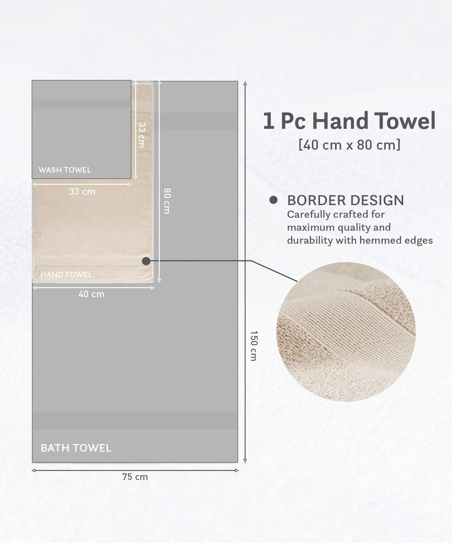 Luxehome Turkish Towel 1Pc Hand Towel, Dry Sand | 800 GSM Cotton - Image 8