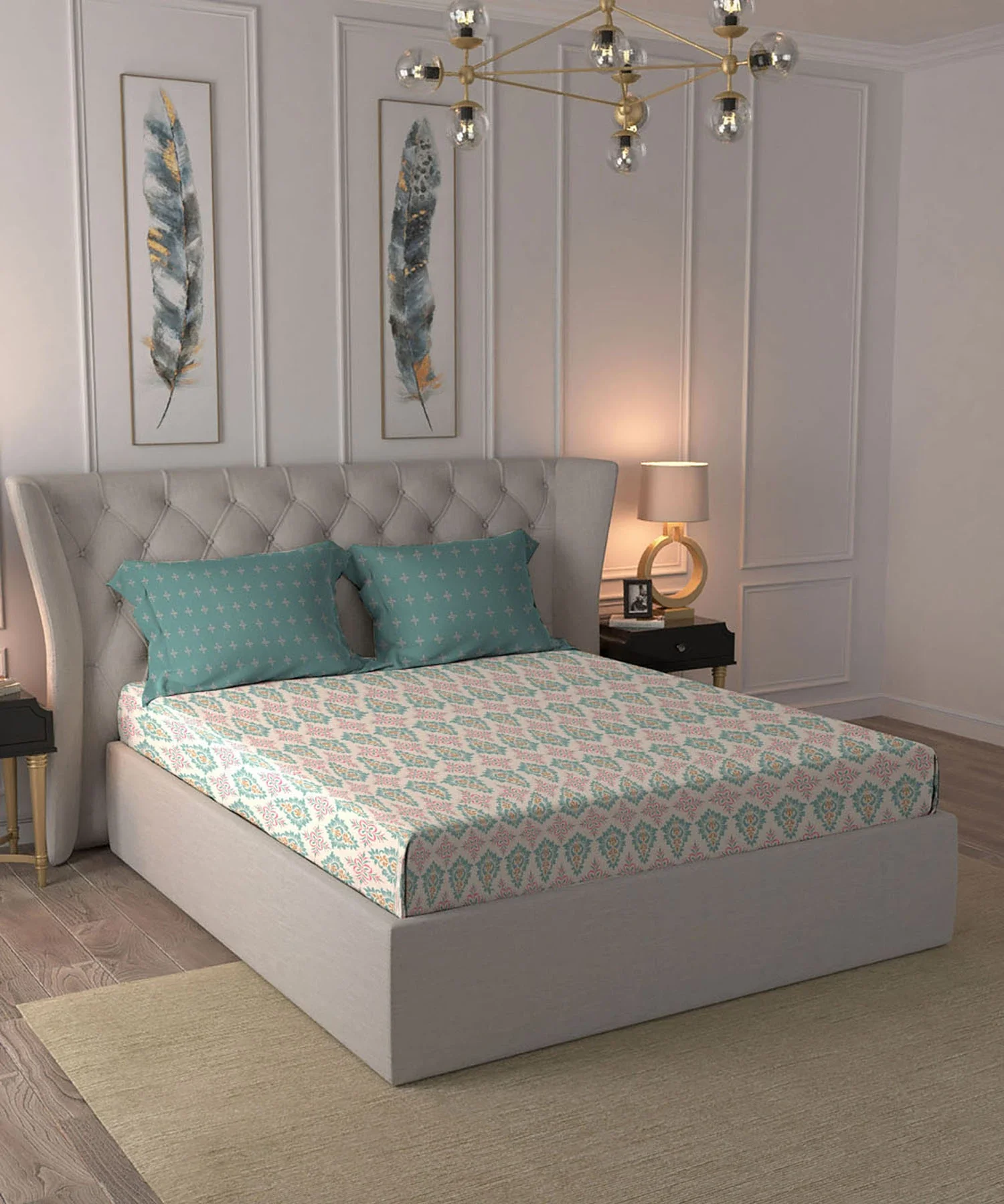 Moments Queen Bedsheet Set, Clara Pink|120 TC Cotton - Image 2
