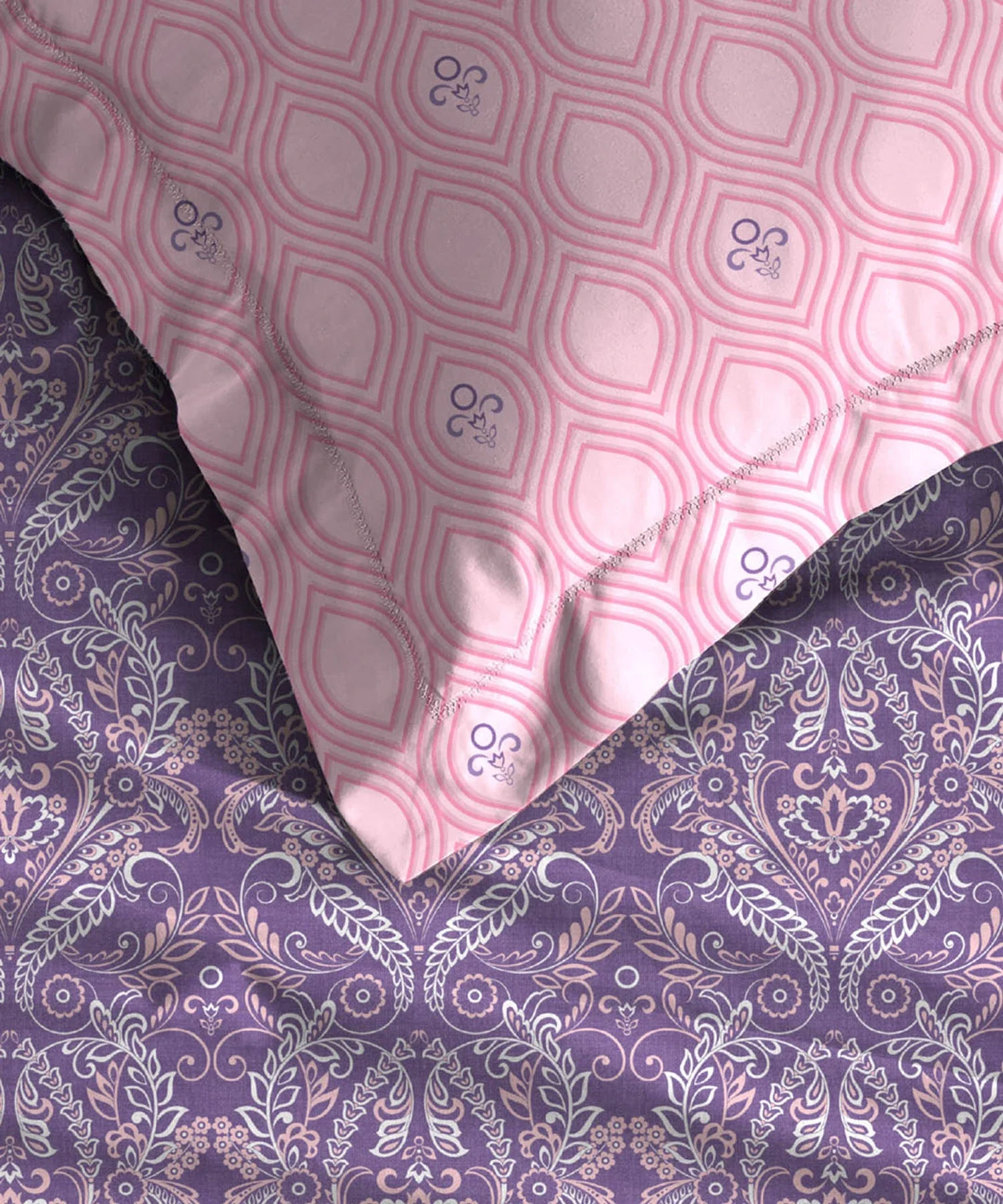 Moments Queen Bedsheet Set, Irene Purple |120 TC Cotton - Image 3