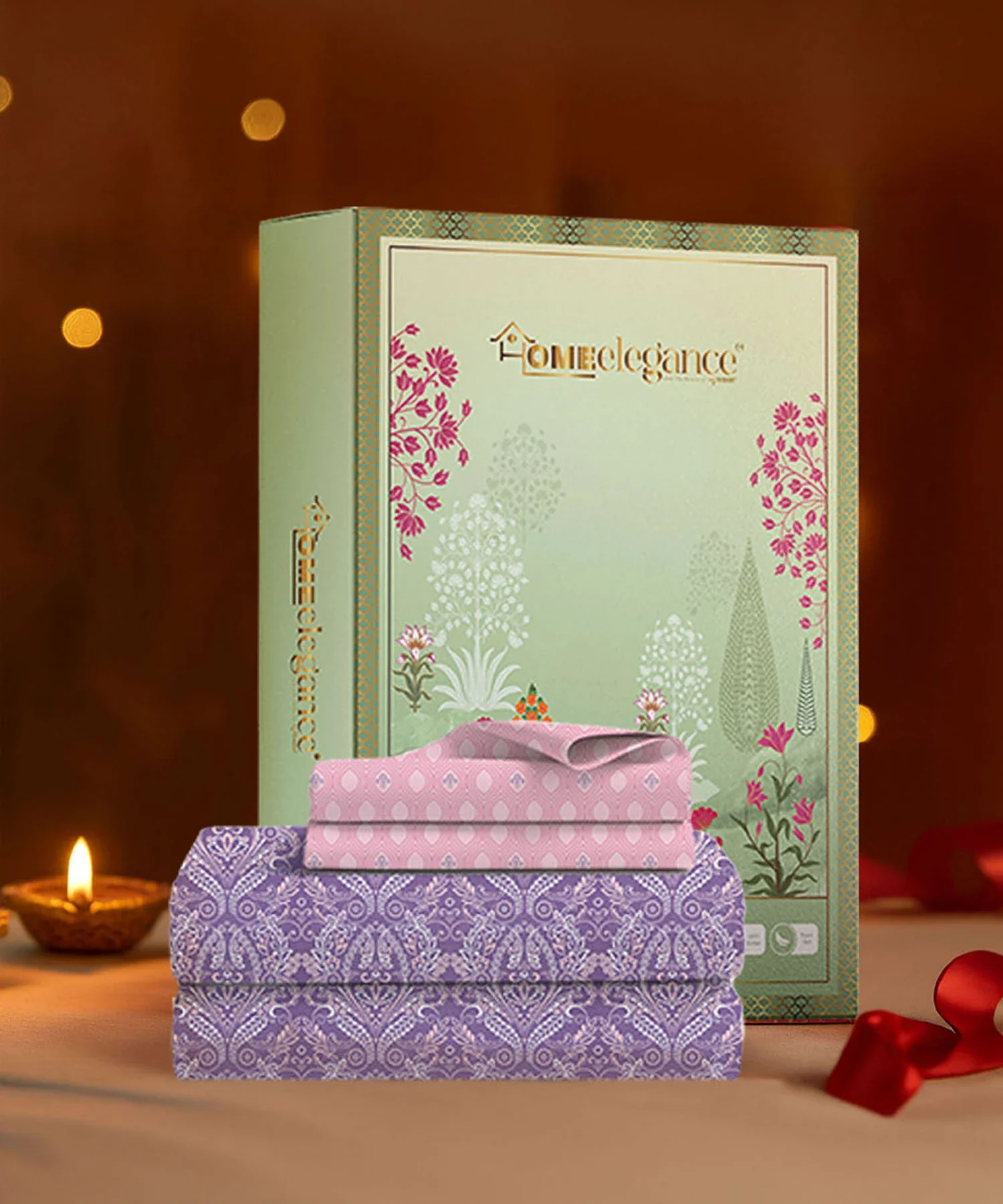 Moments Queen Bedsheet Set, Irene Purple |120 TC Cotton - Image 4